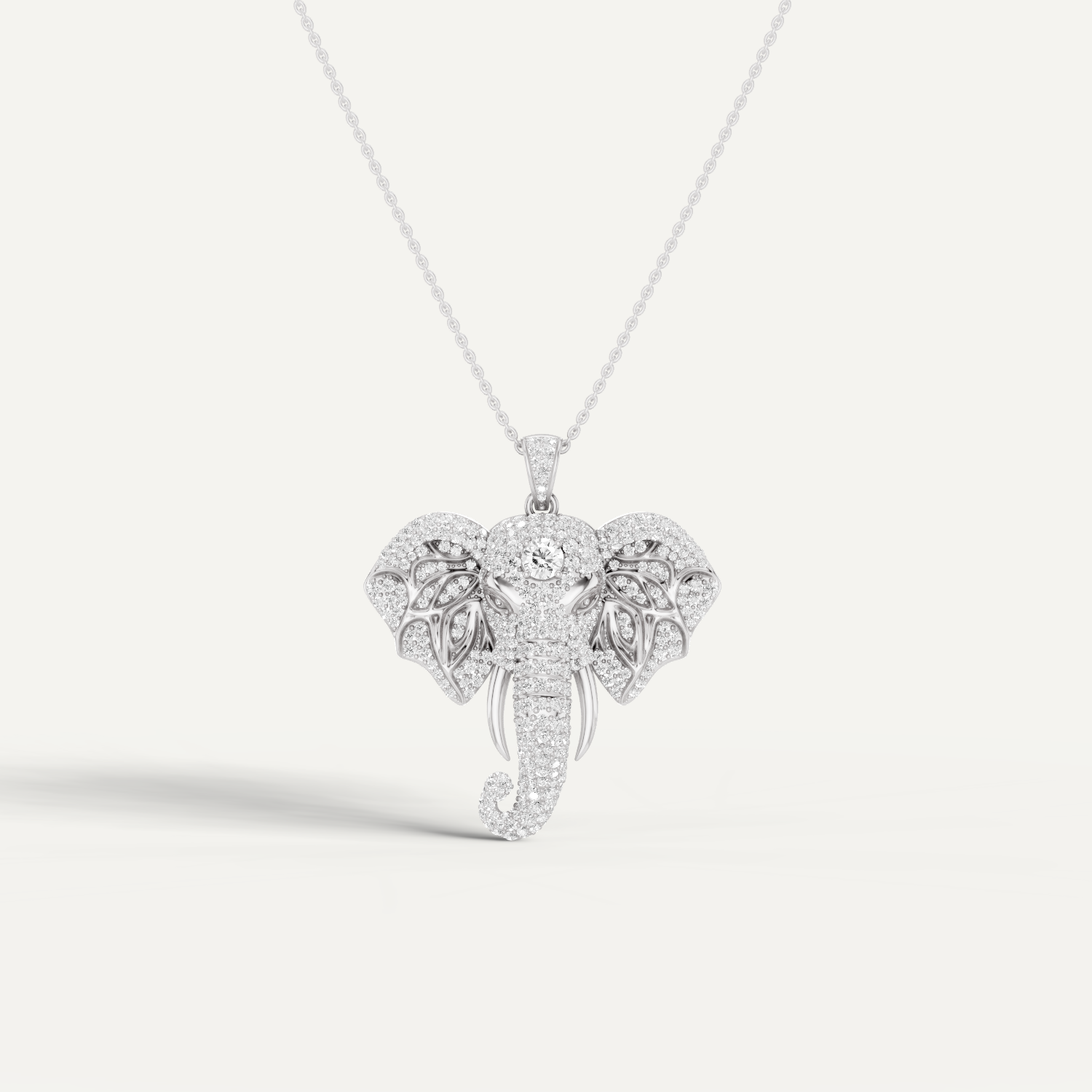 Varana, Elephant Pendant in 18K White Gold