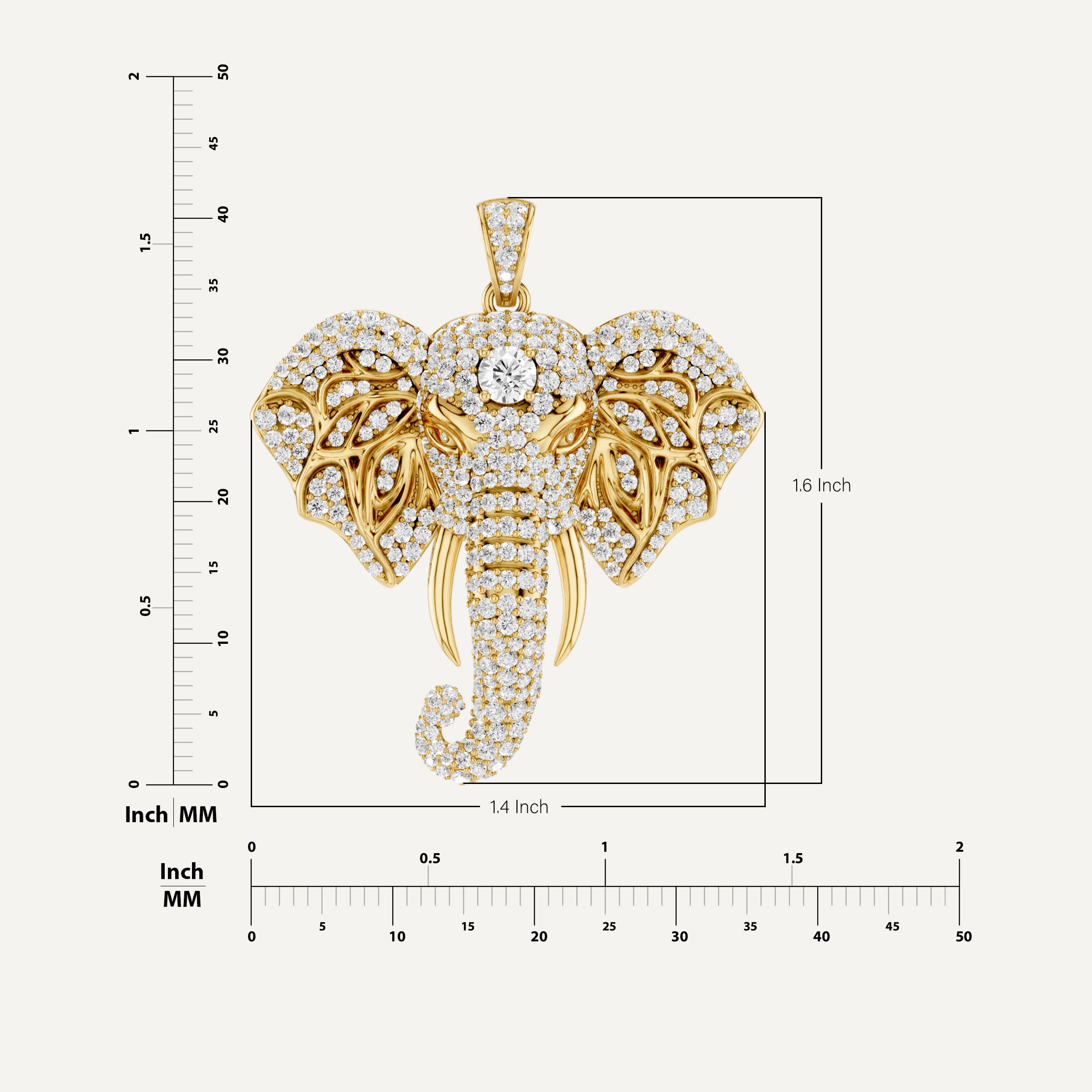 Varana, Elephant Pendant in 18K Yellow Gold