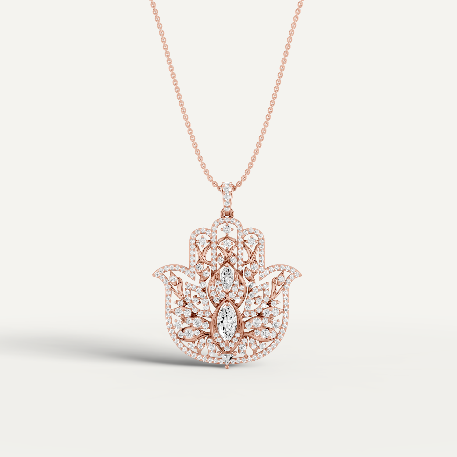 Guardian, Hamsa Hand Pendant in 18K Rose Gold
