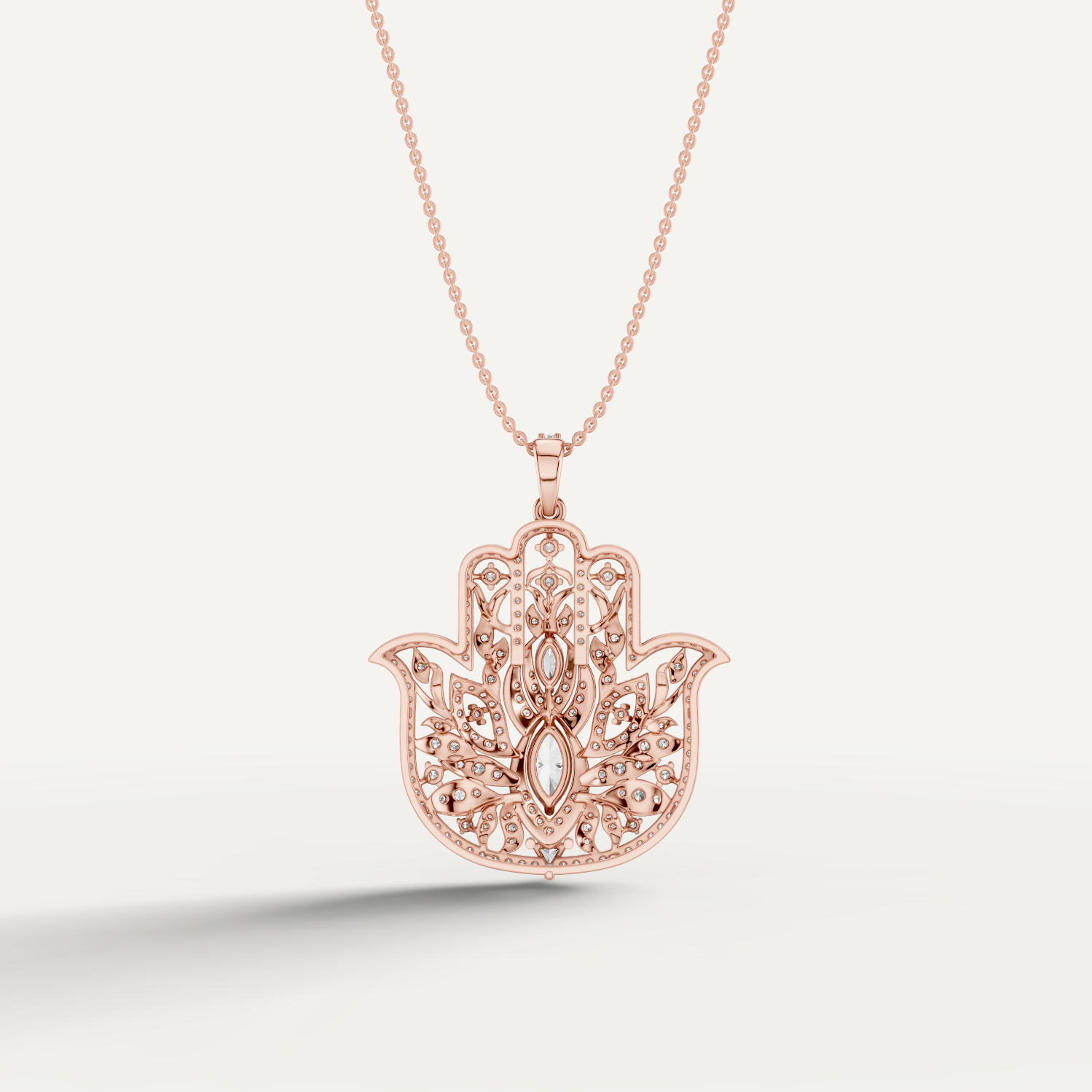 Guardian, Hamsa Hand Pendant in 18K Rose Gold