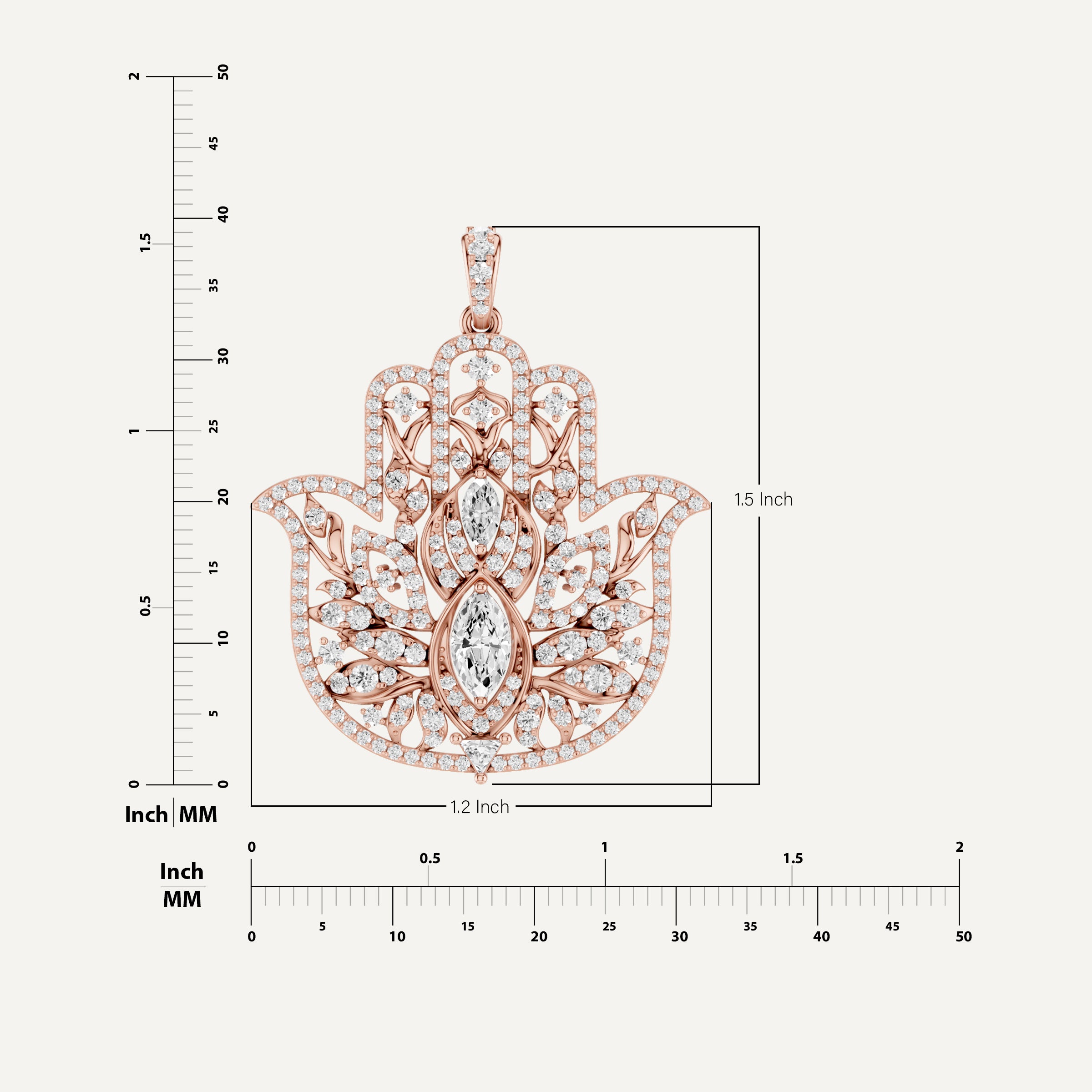 Guardian, Hamsa Hand Pendant in 18K Rose Gold