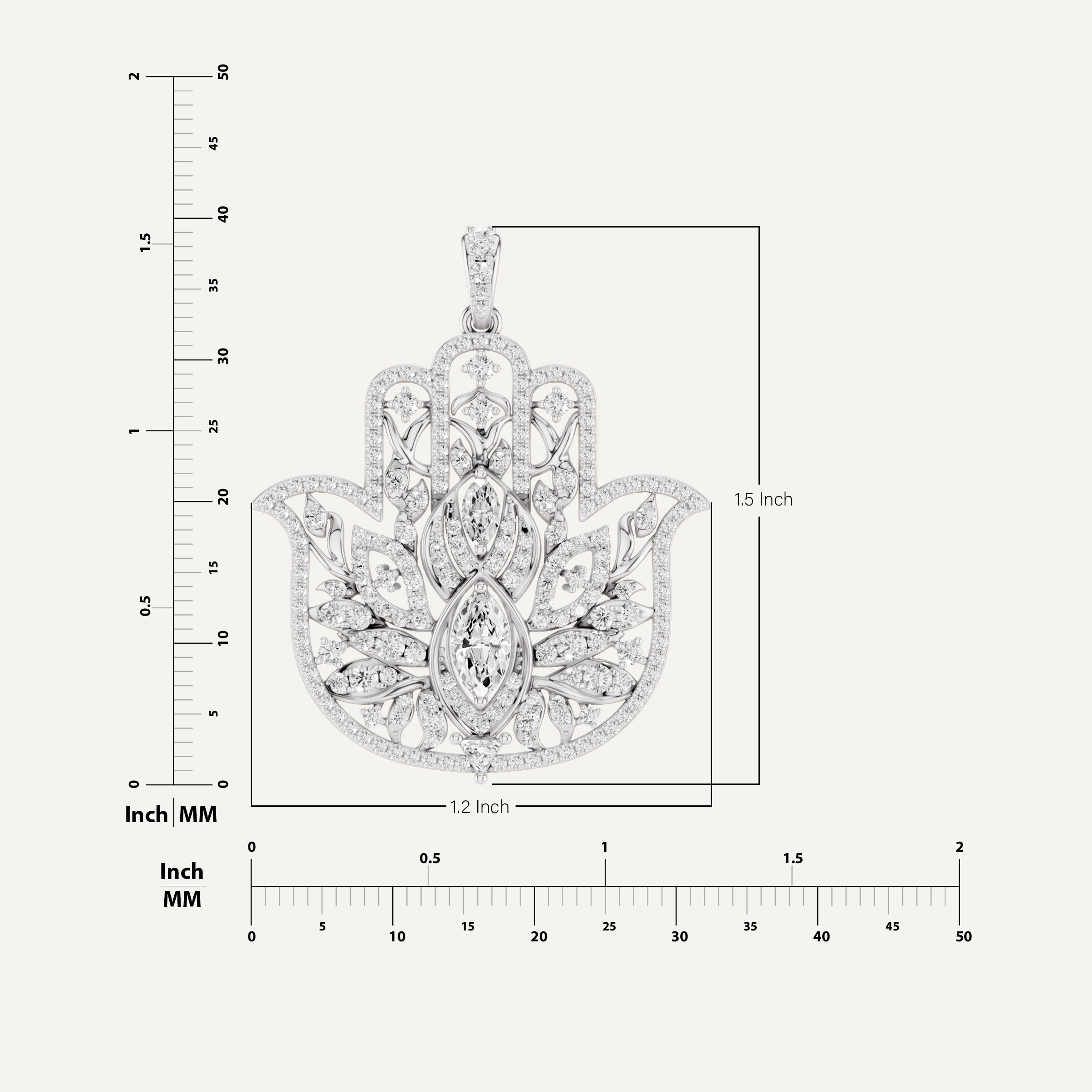 Guardian, Hamsa Hand Pendant in 18K White Gold