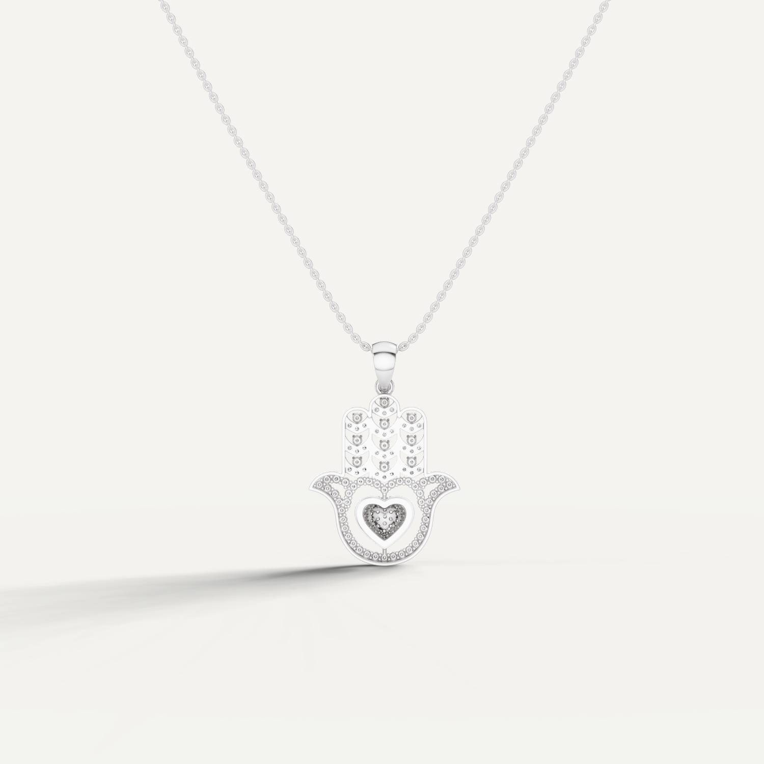 Mira, Hamsa Hand Pendant in 18K White Gold