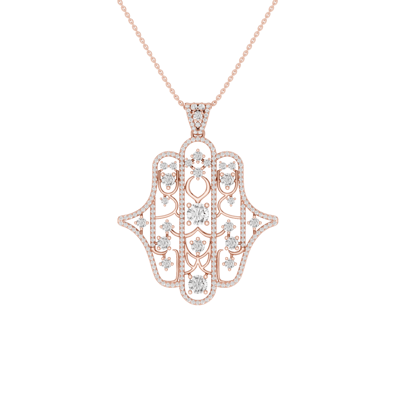 Amuletto, Hamsa Hand Pendant, Rose Gold