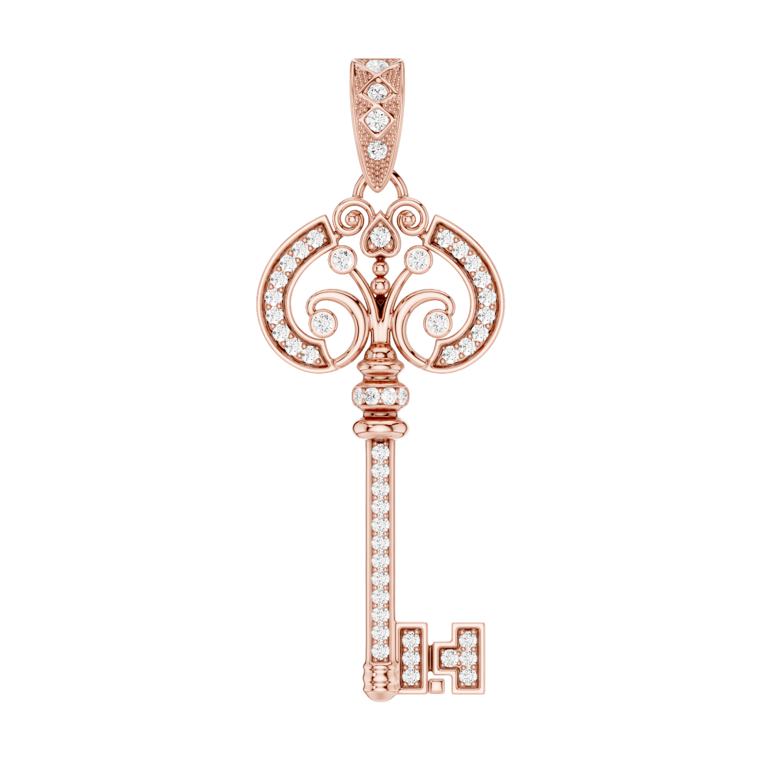 Cle Amour, Key Pendant, Rose Gold