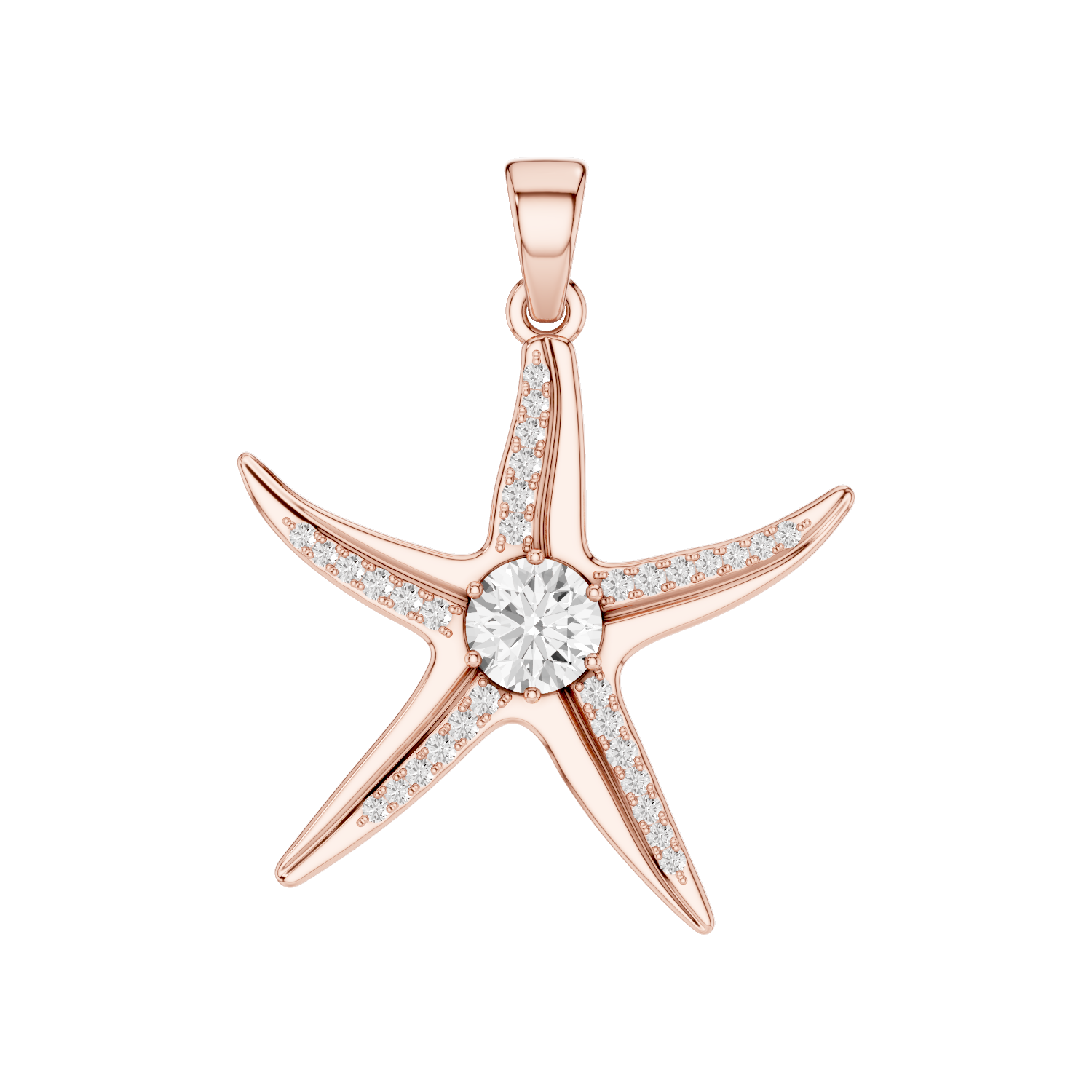 Seastar, Starfish Pendant, Rose Gold