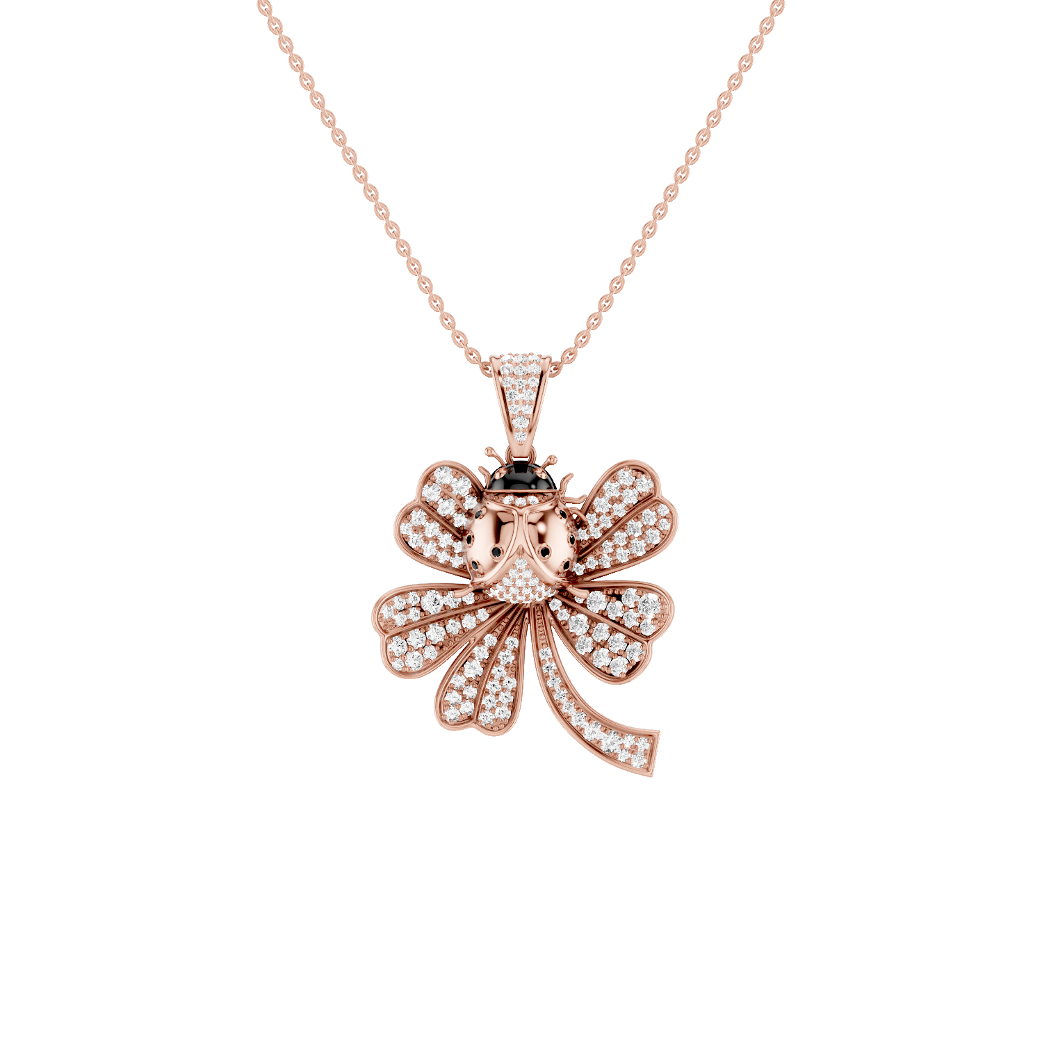 Lady Luck, Clover Leaf Pendant, Rose Gold