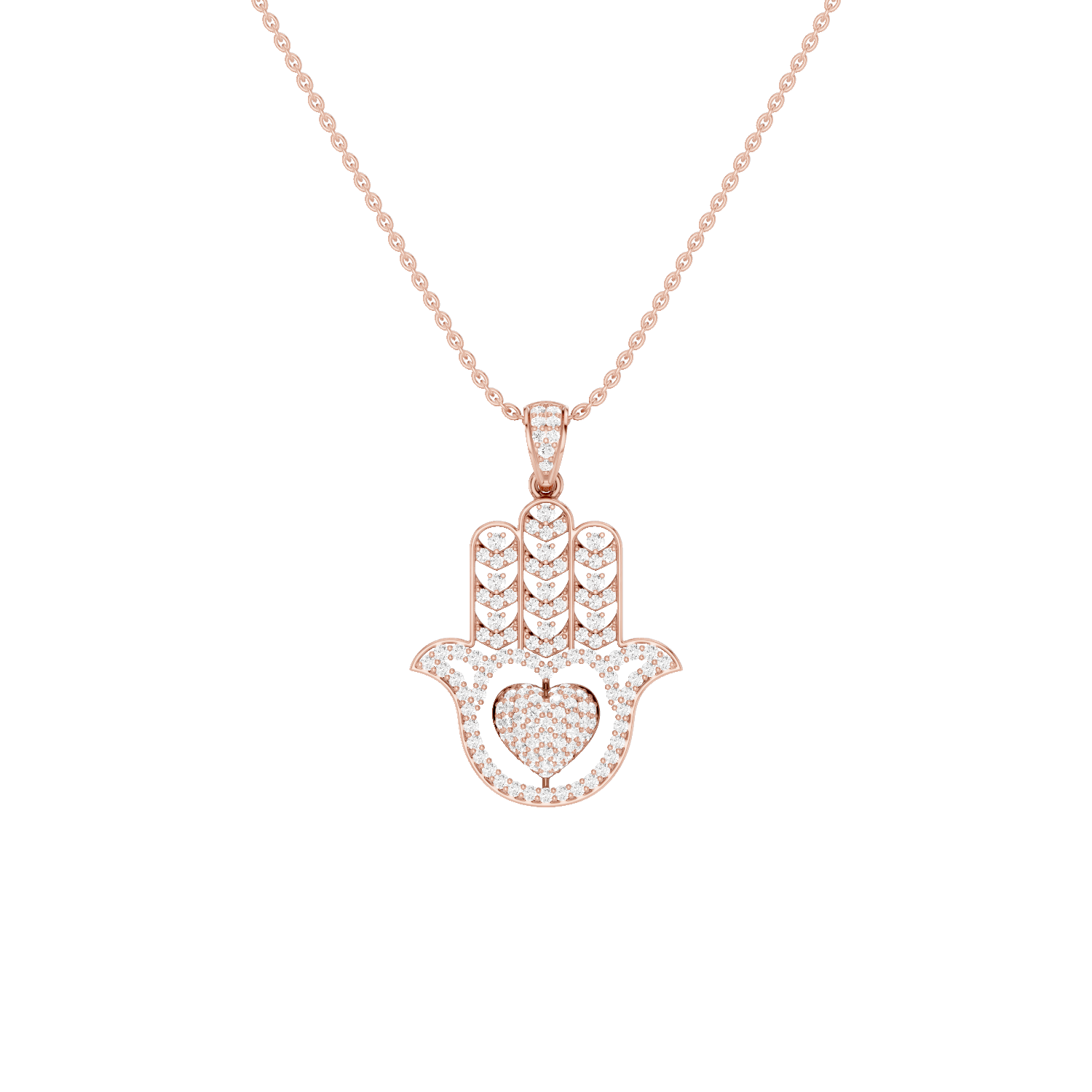 Mira, Hamsa Hand Pendant, Rose Gold