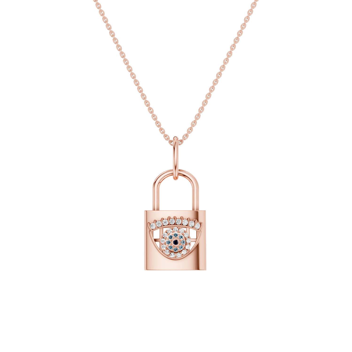ILOCH, Evil Eye Pendant, Rose Gold