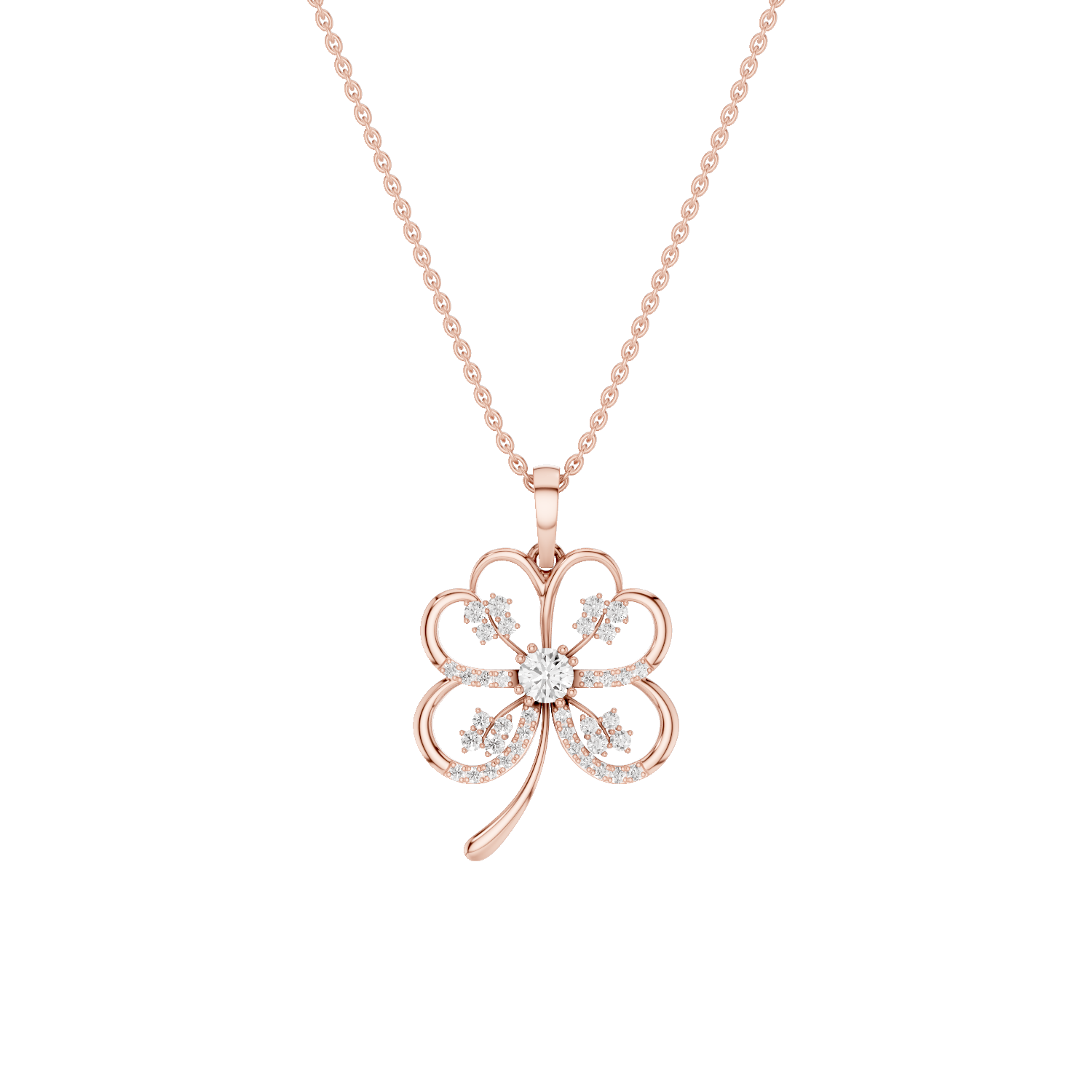 Folia, Clover Leaf Pendant, Rose Gold