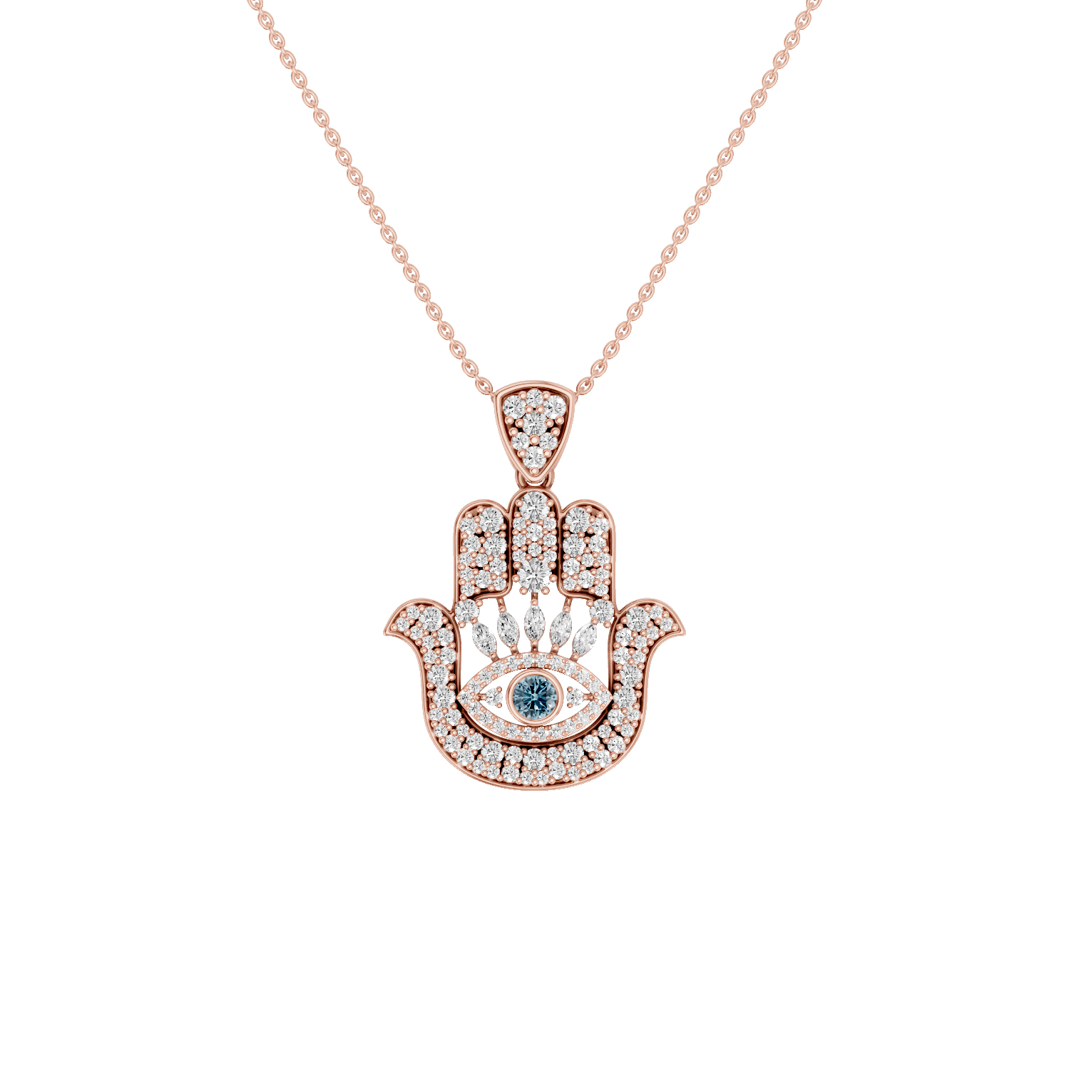 Hanzel, Hamsa Hand Pendant, Rose Gold