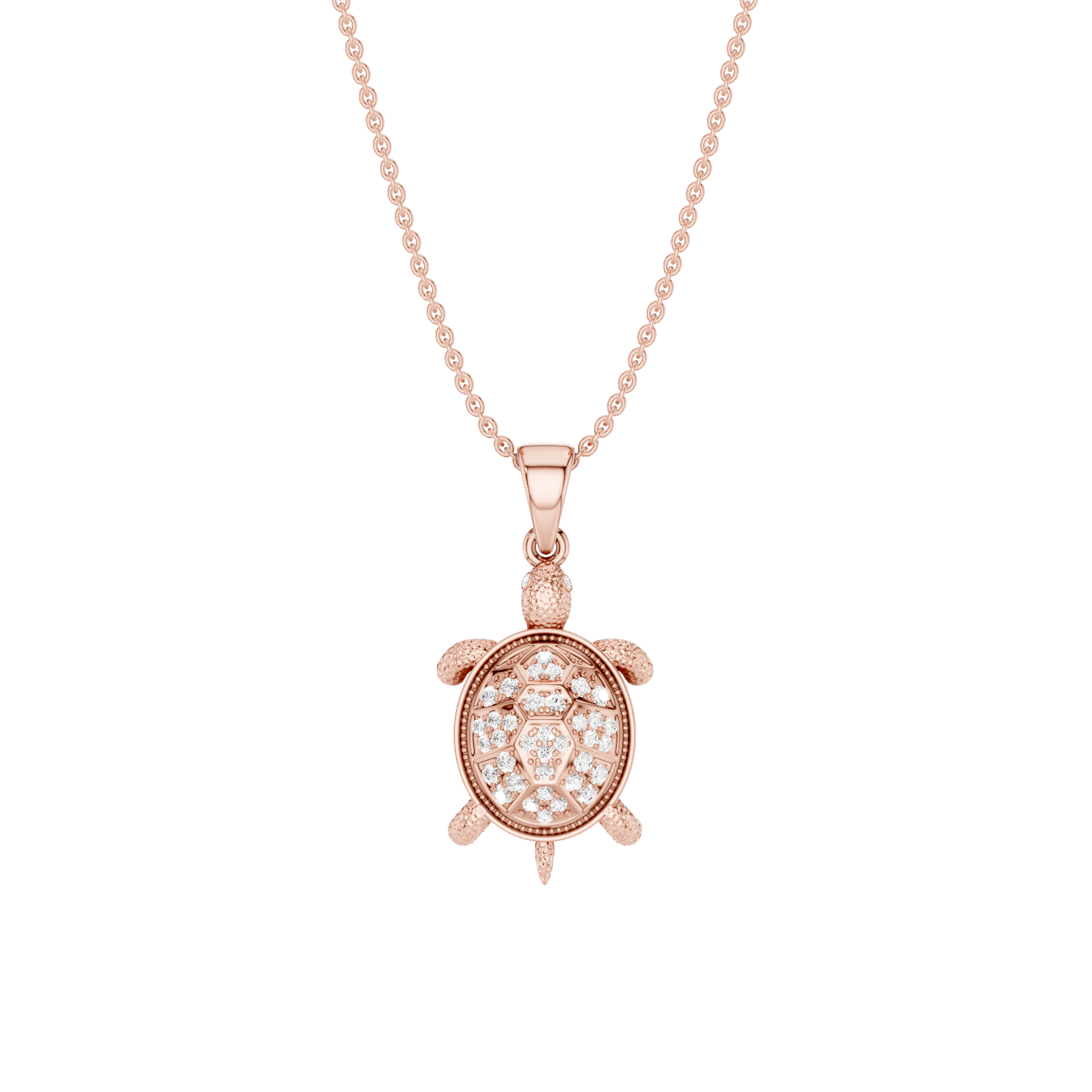 Sea Trot, Turtle Pendant, Rose Gold