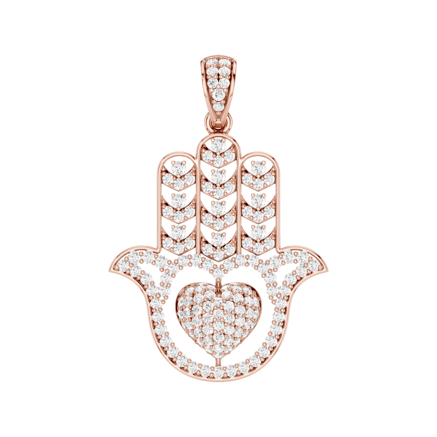 Mira, Hamsa Hand Pendant, Rose Gold