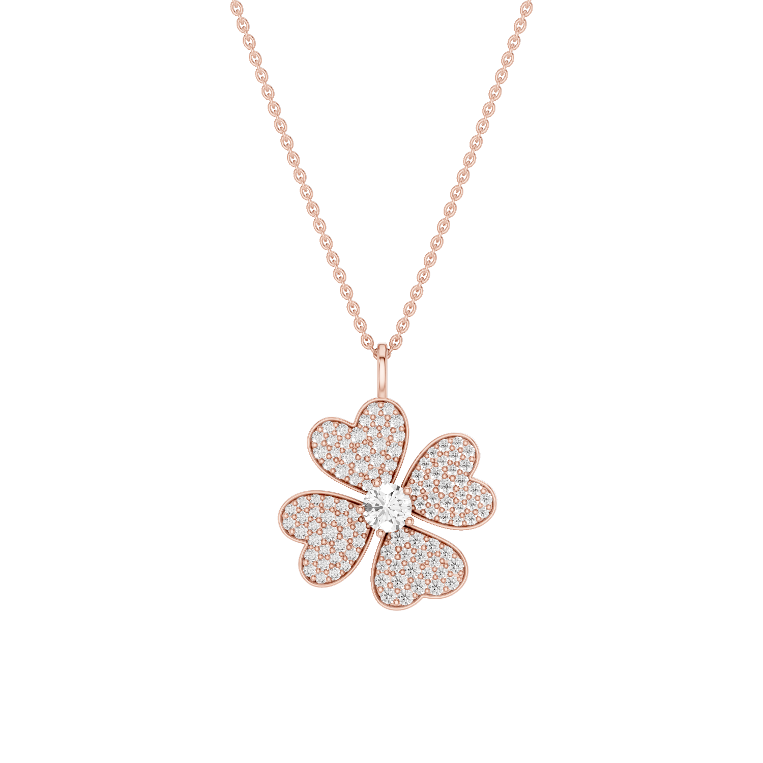 Lustre Clover Leaf Pendant, Rose Gold