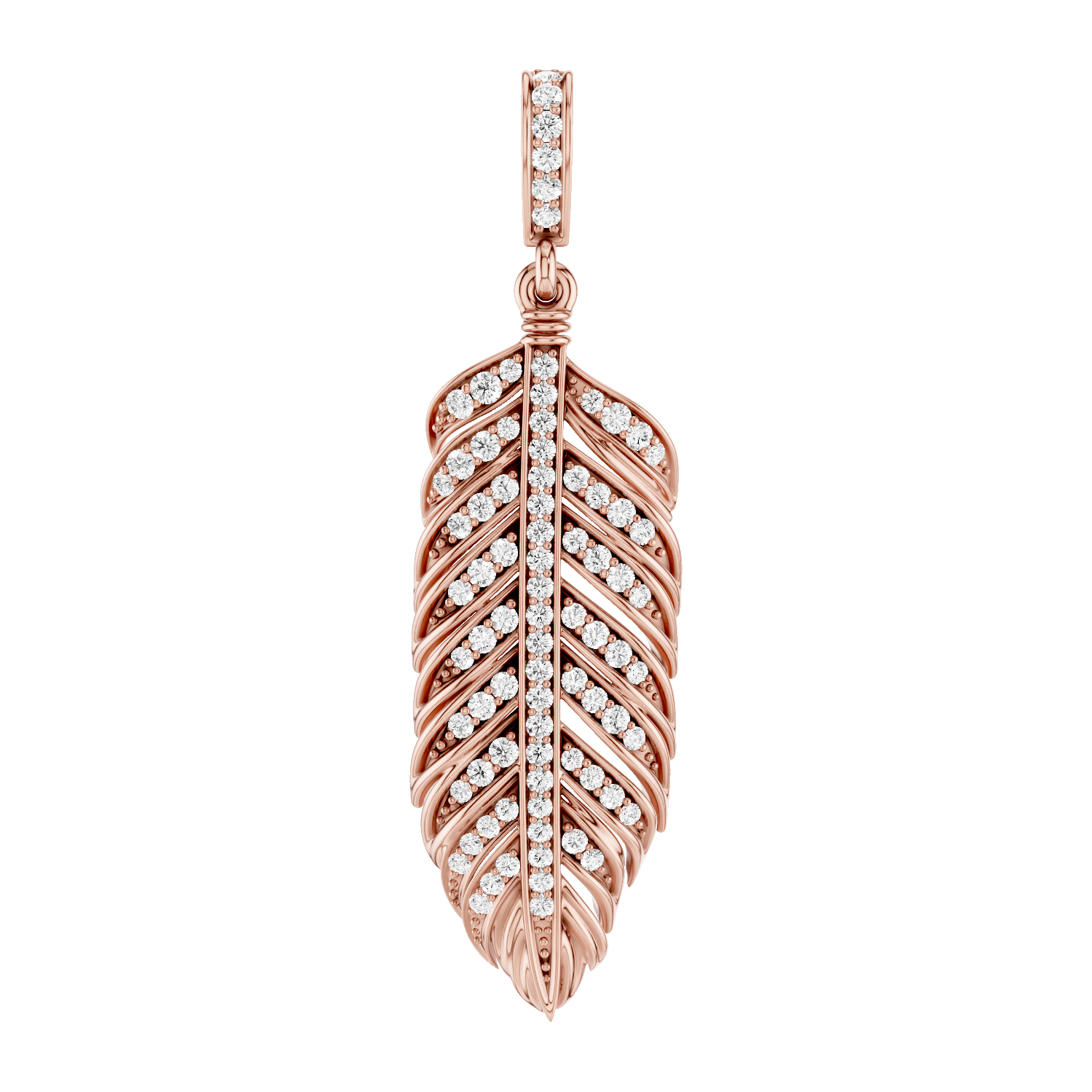 Plume, Feather Pendant, Rose Gold