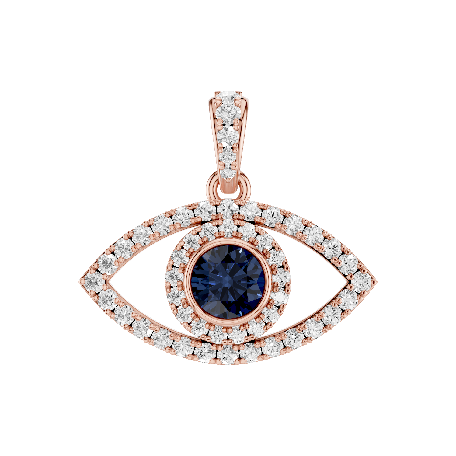 Nocturne, Evil Eye Pendant, Rose Gold