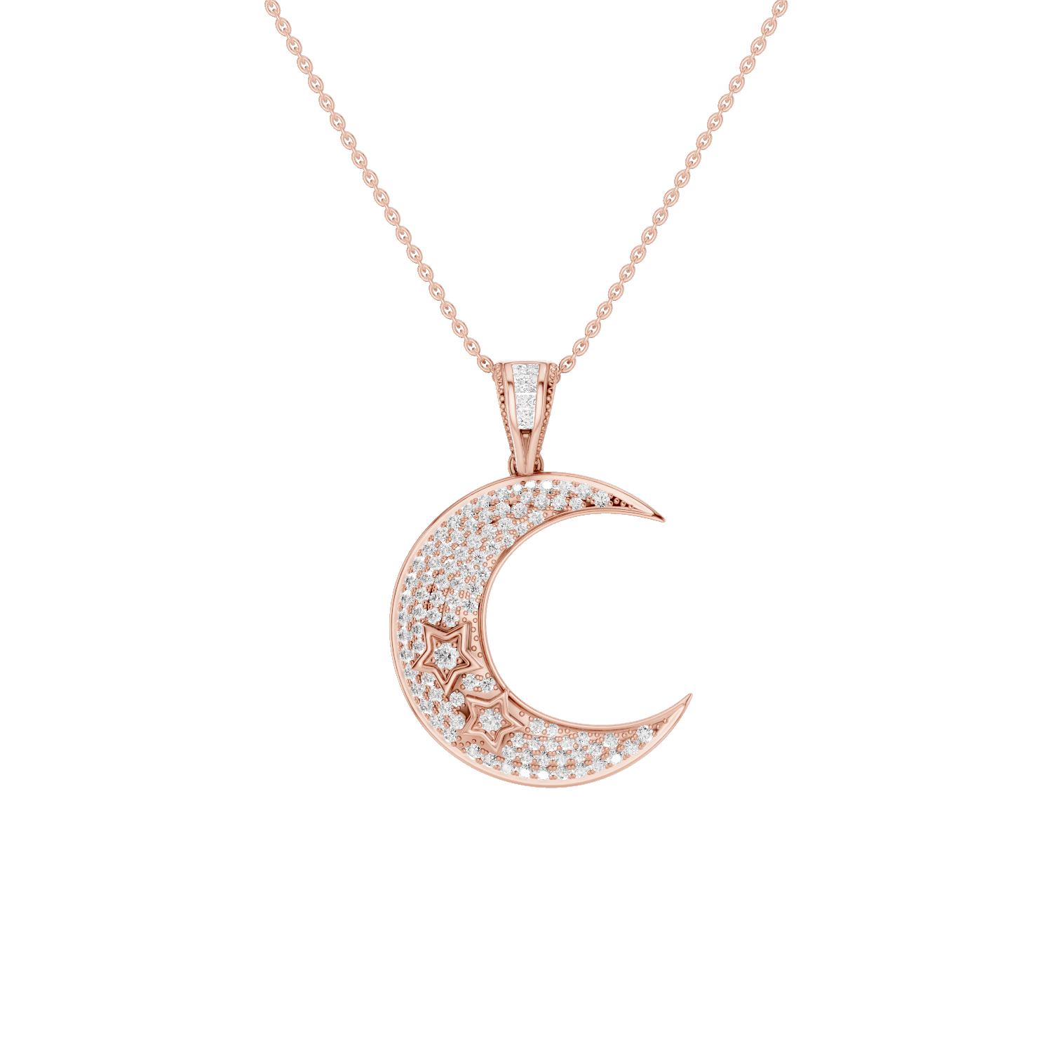Luna, Moon Pendant, Rose Gold