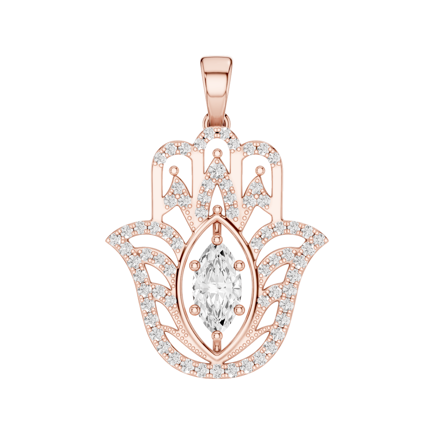 Palmara, Hamsa Hand Pendant, Rose Gold