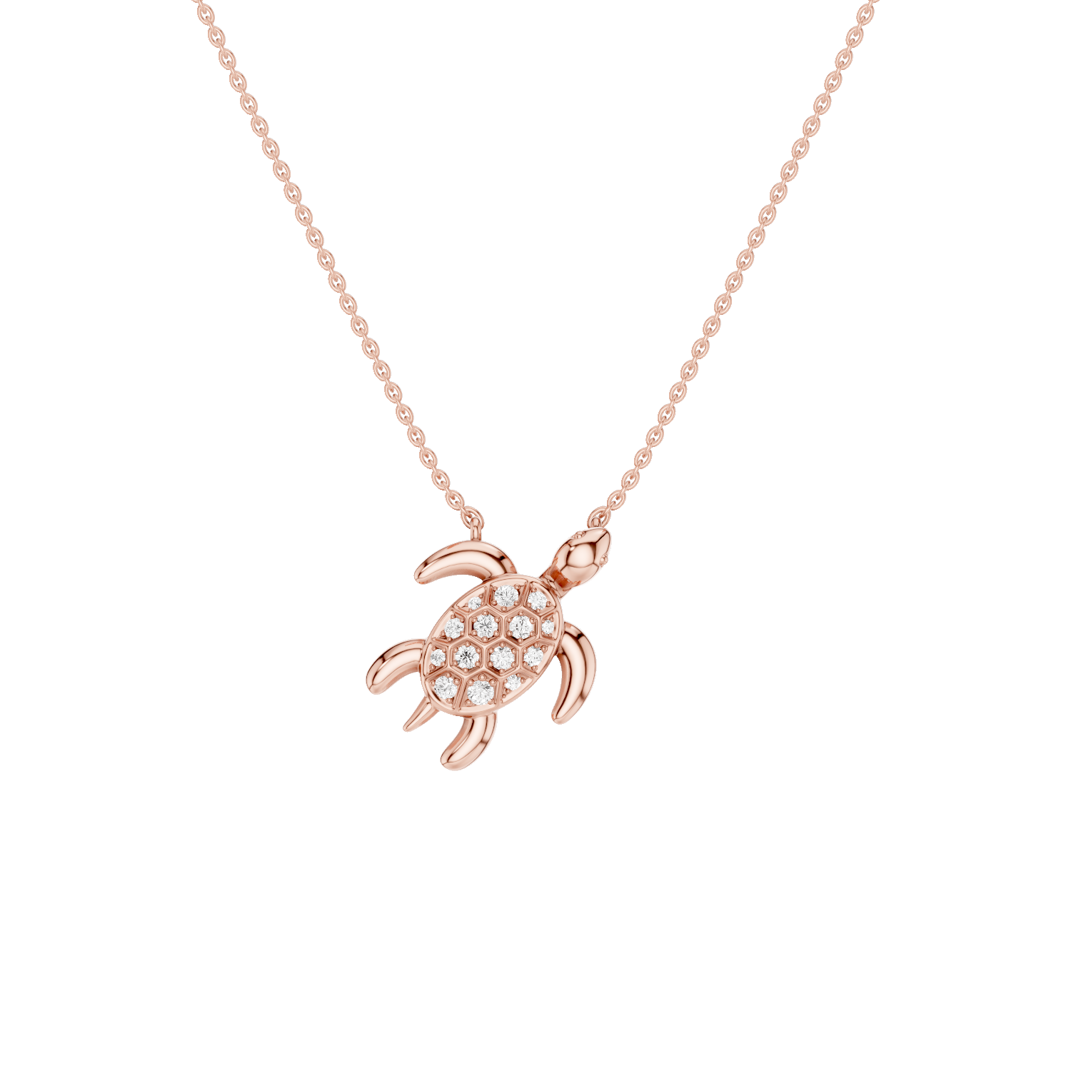 Chelone, Turtle Pendant, Rose Gold