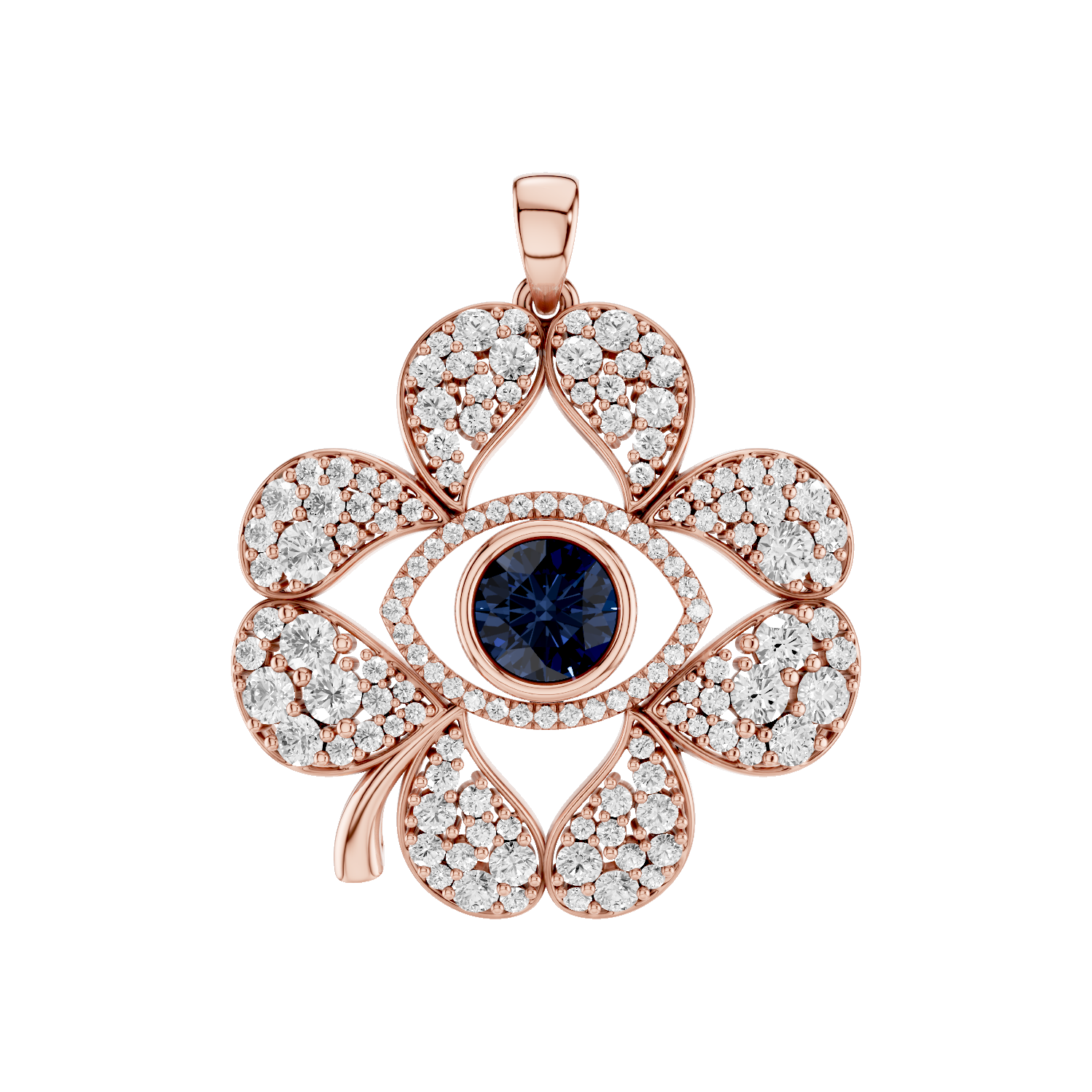 Plucky, Evil Eye Pendant, Rose Gold