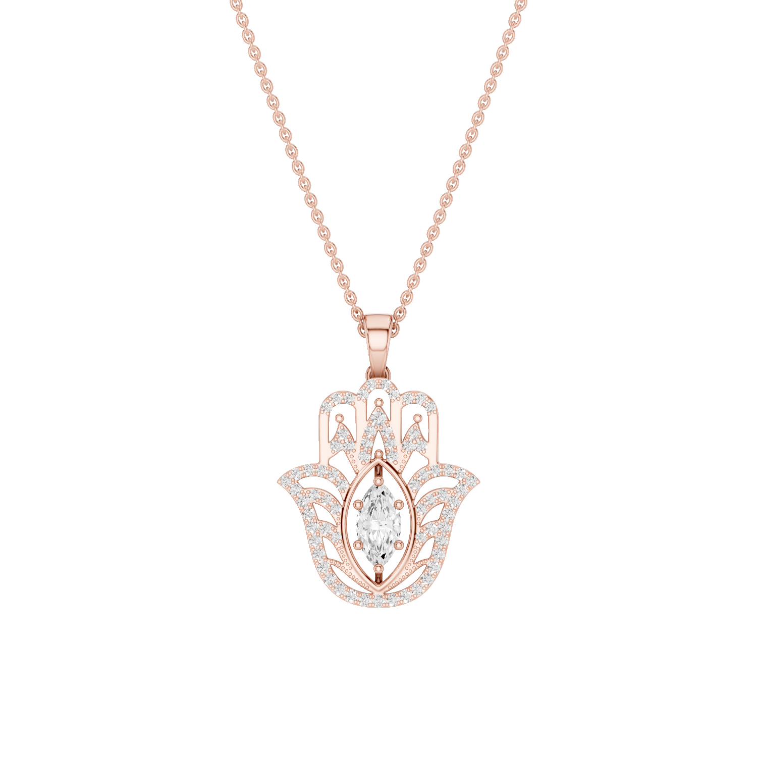 Palmara, Hamsa Hand Pendant, Rose Gold