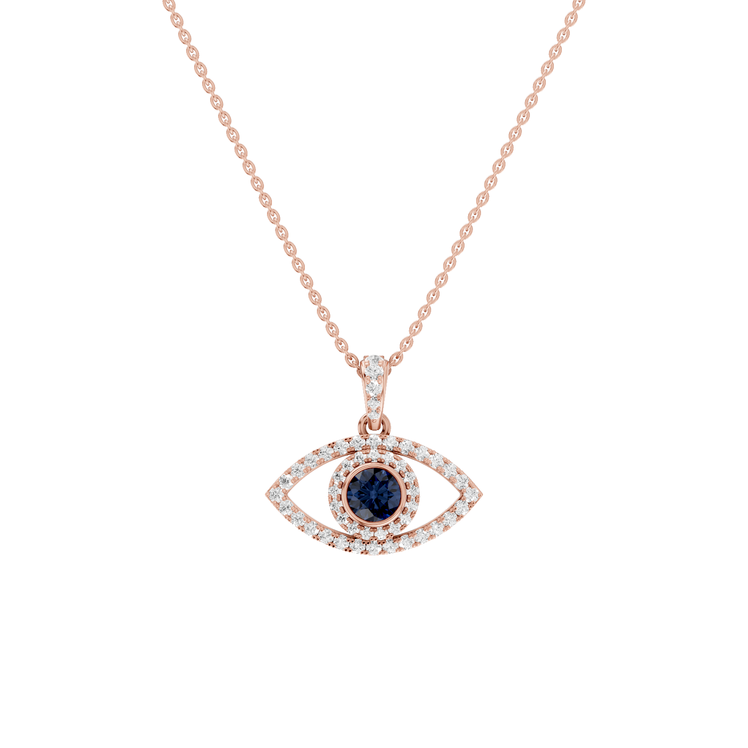 Nocturne, Evil Eye Pendant, Rose Gold