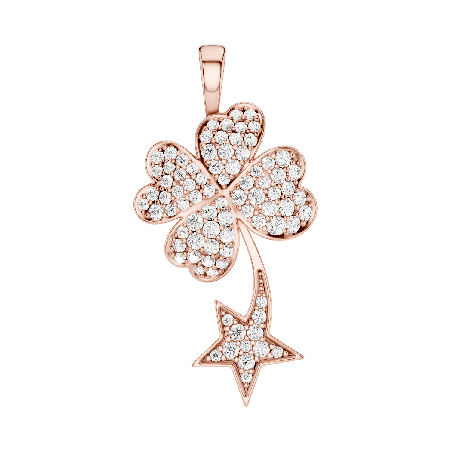 Starry Nite, Clover Leaf Pendant, Rose Gold