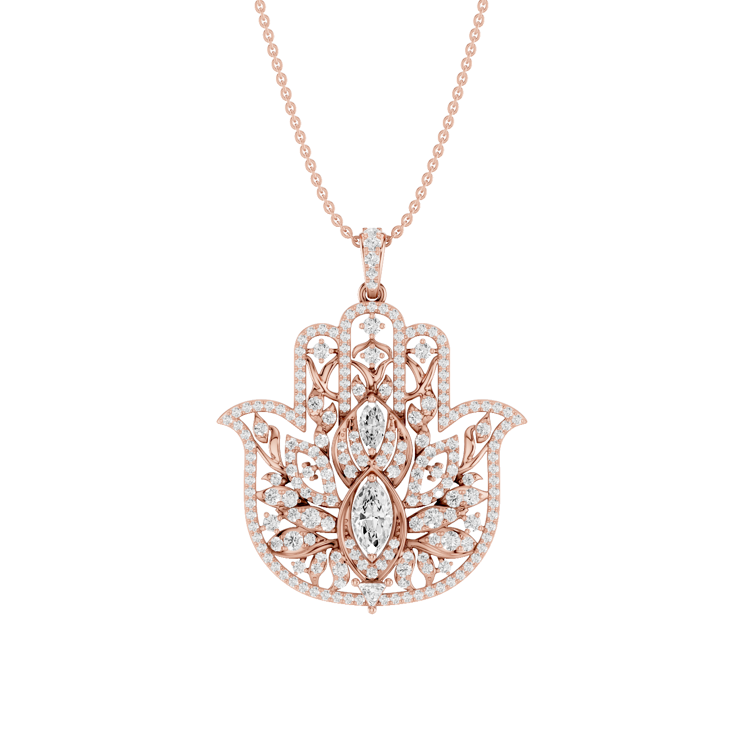 Guardian, Hamsa Hand Pendant, Rose Gold