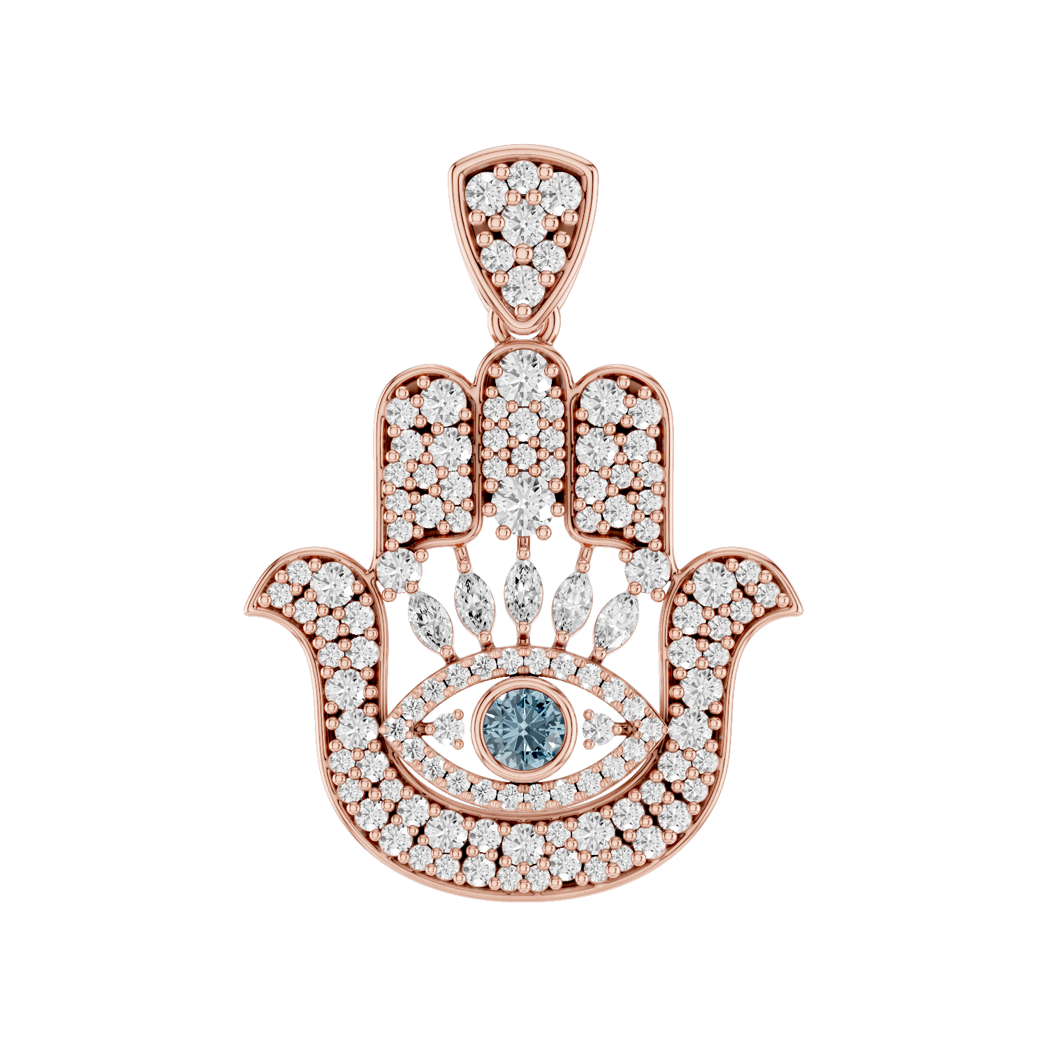 Hanzel, Hamsa Hand Pendant, Rose Gold