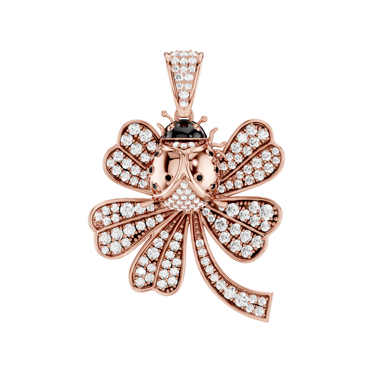 Lady Luck, Clover Leaf Pendant, Rose Gold
