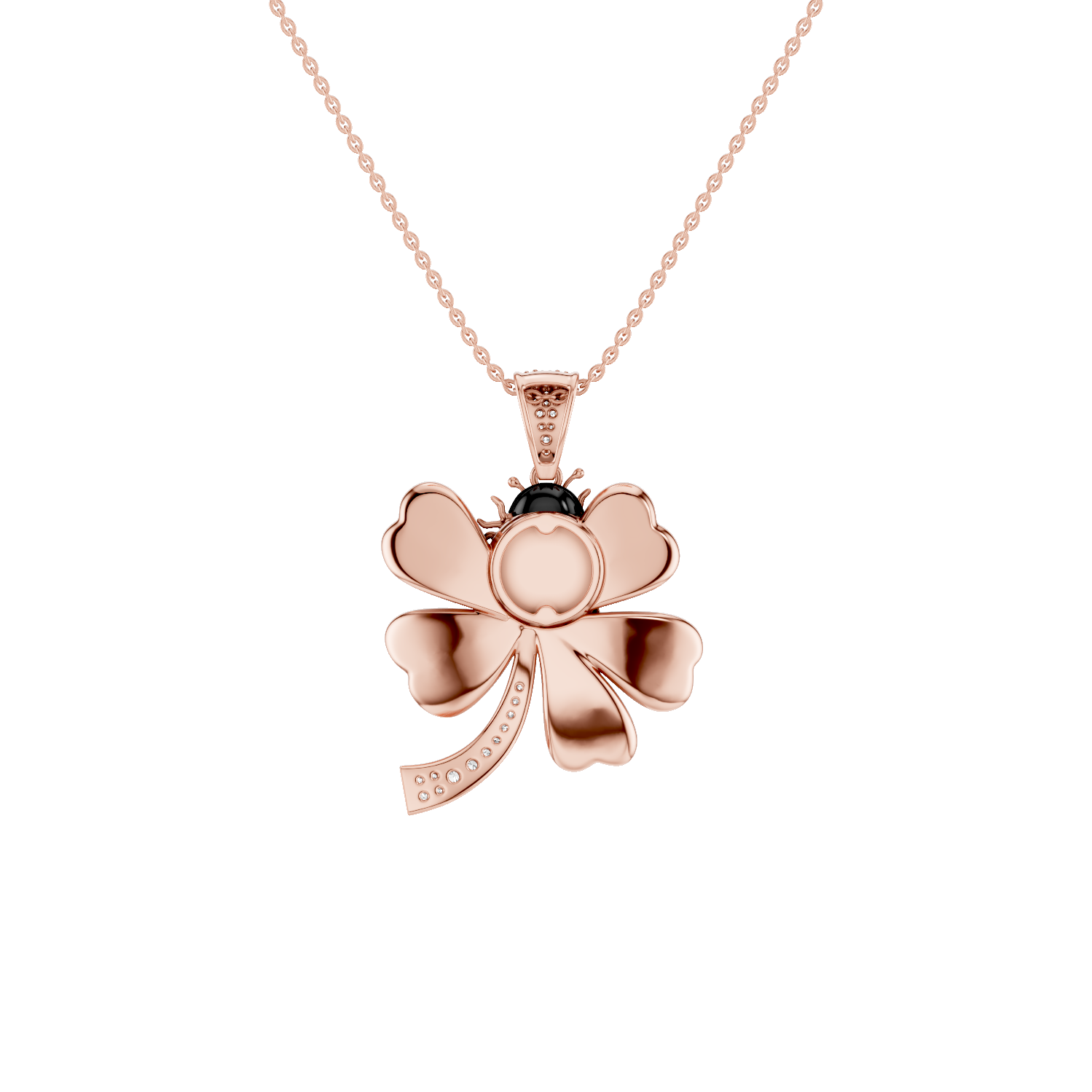 Lady Luck, Clover Leaf Pendant, Rose Gold