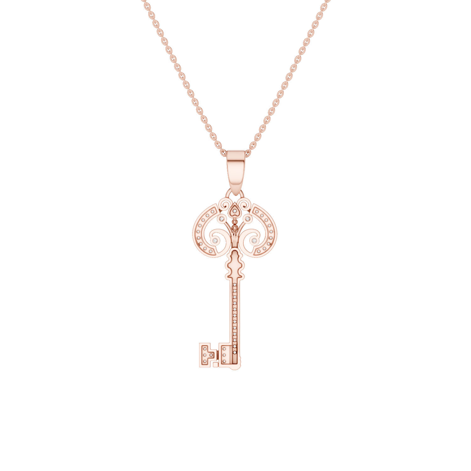 Cle Amour, Key Pendant, Rose Gold
