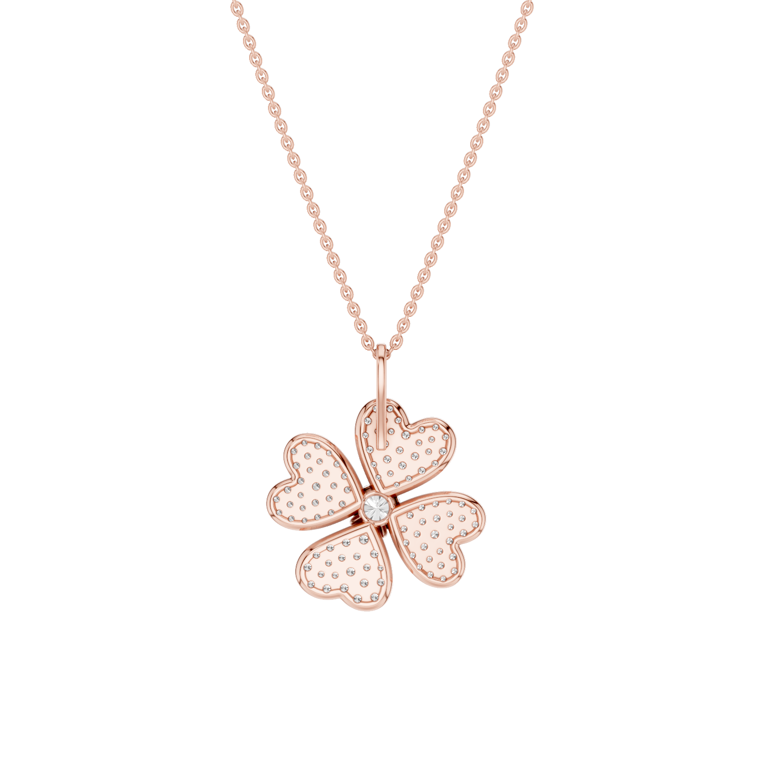 Lustre Clover Leaf Pendant, Rose Gold