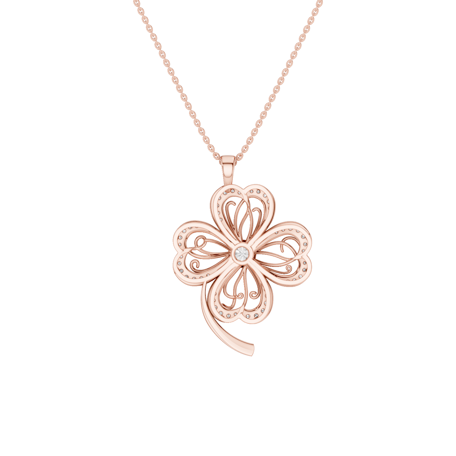 Faery, Clover Leaf Pendant, Rose Gold