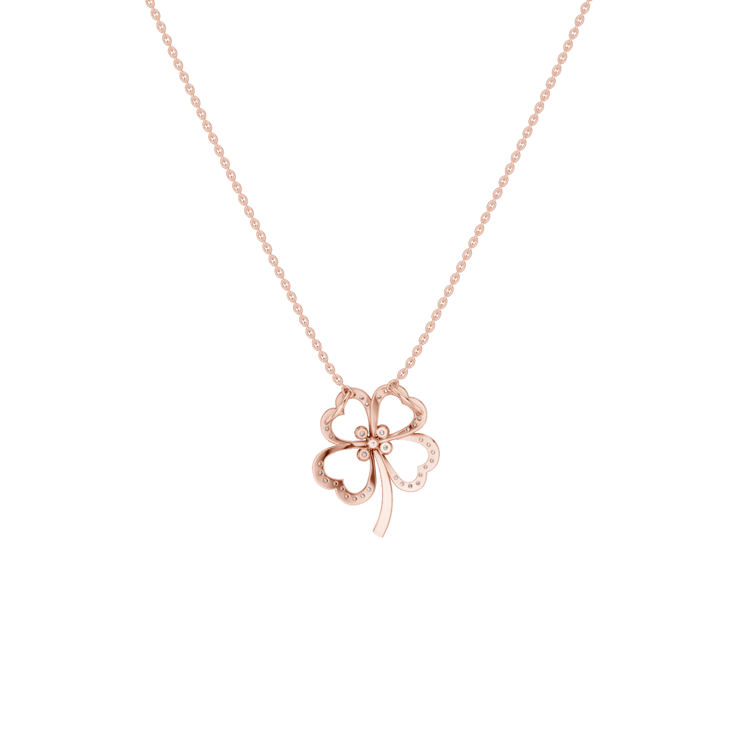 Felicia, Clover Leaf Pendant, Rose Gold