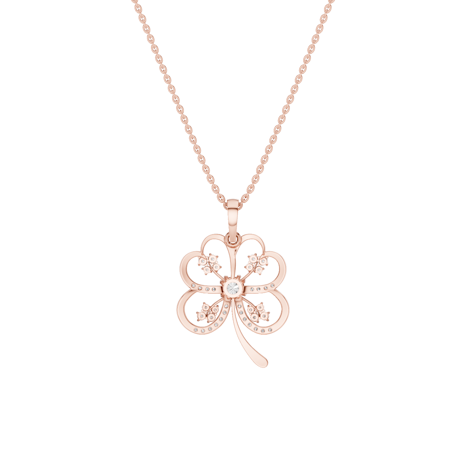 Folia, Clover Leaf Pendant, Rose Gold