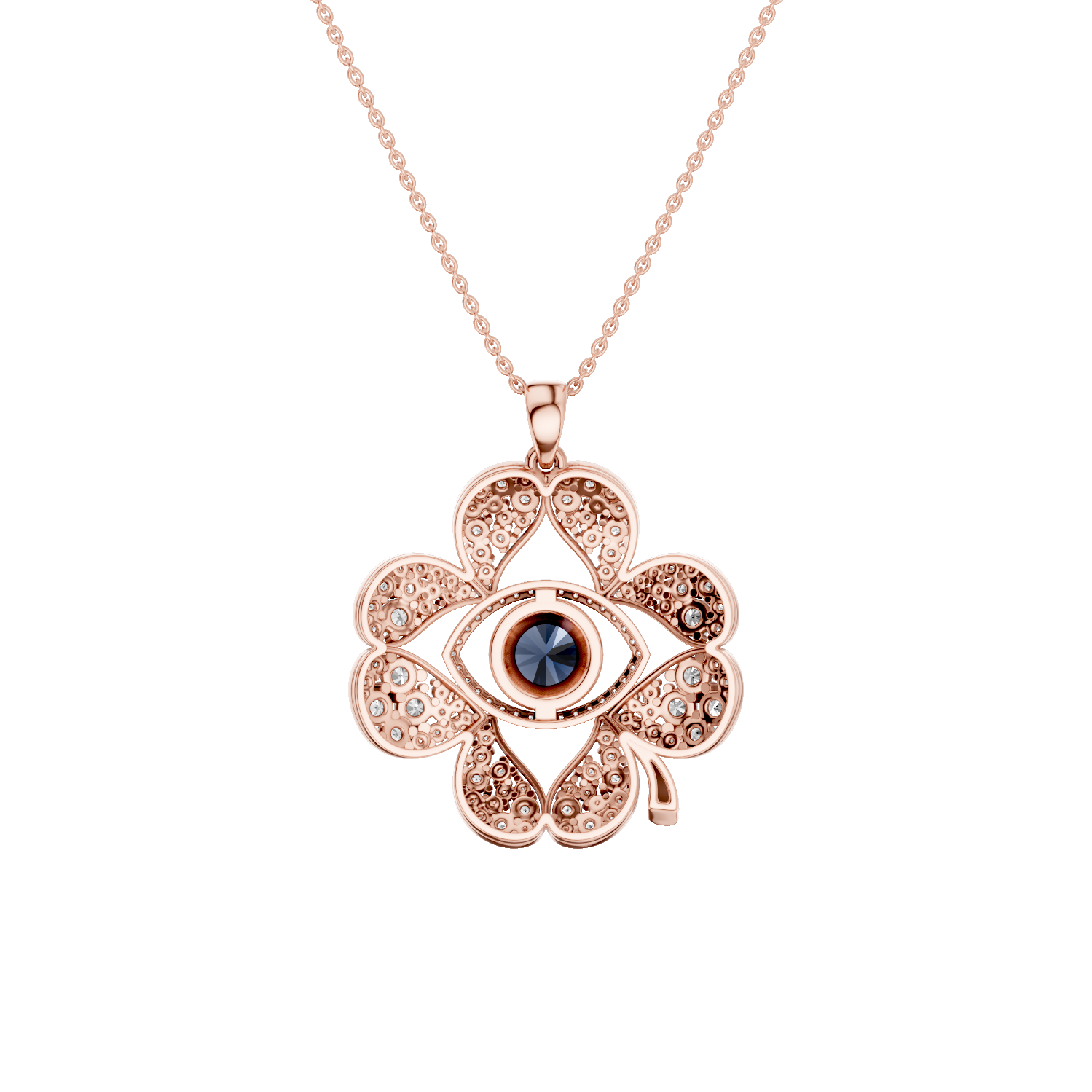 Plucky, Evil Eye Pendant, Rose Gold