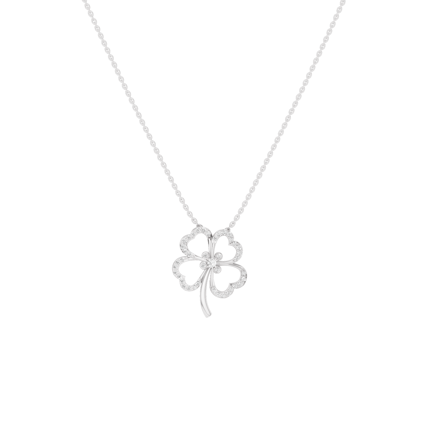 Felicia, Clover Leaf Pendant, White Gold