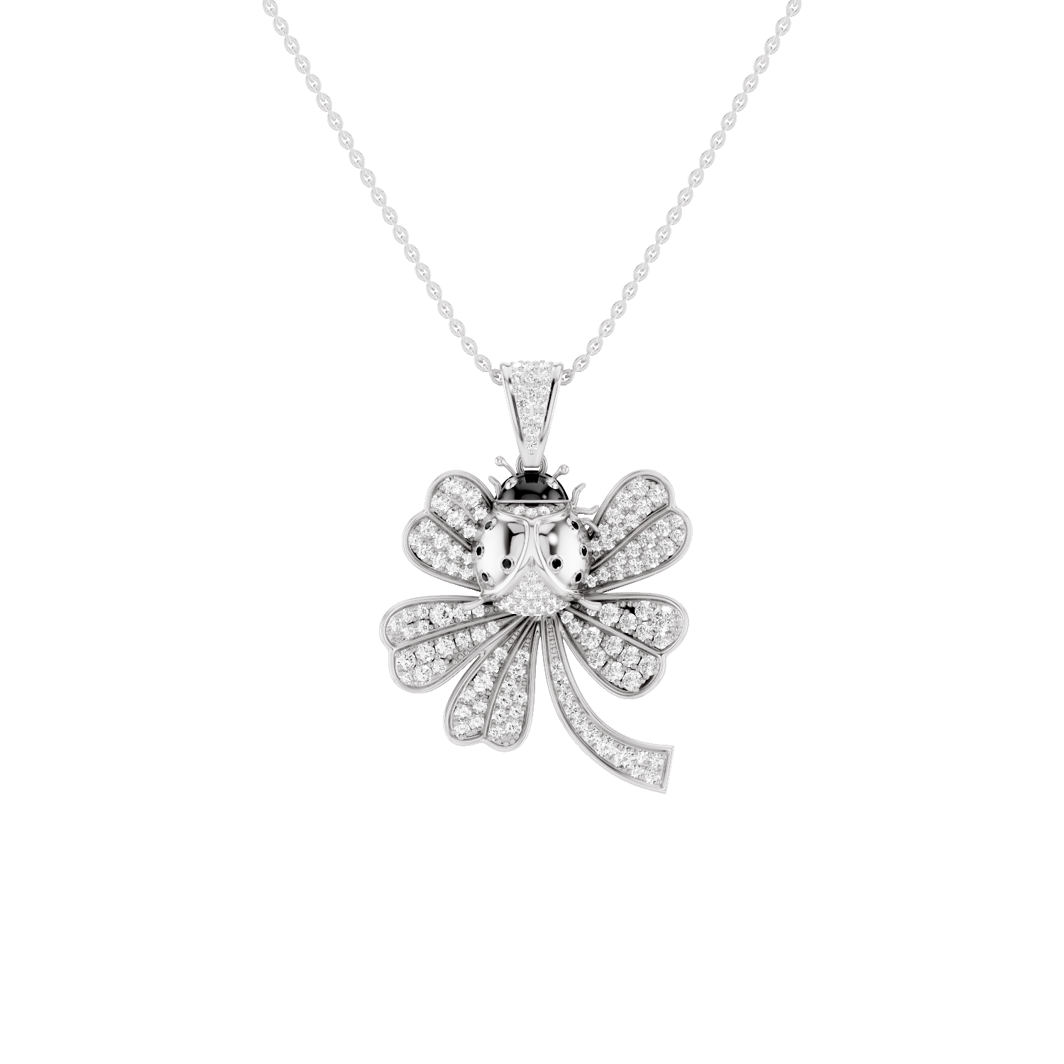 Lady Luck, Clover Leaf Pendant, White Gold
