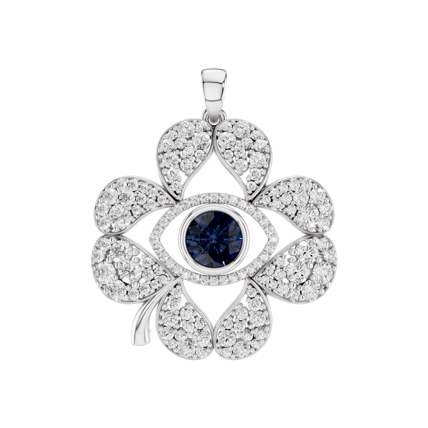 Plucky, Evil Eye Pendant, White Gold