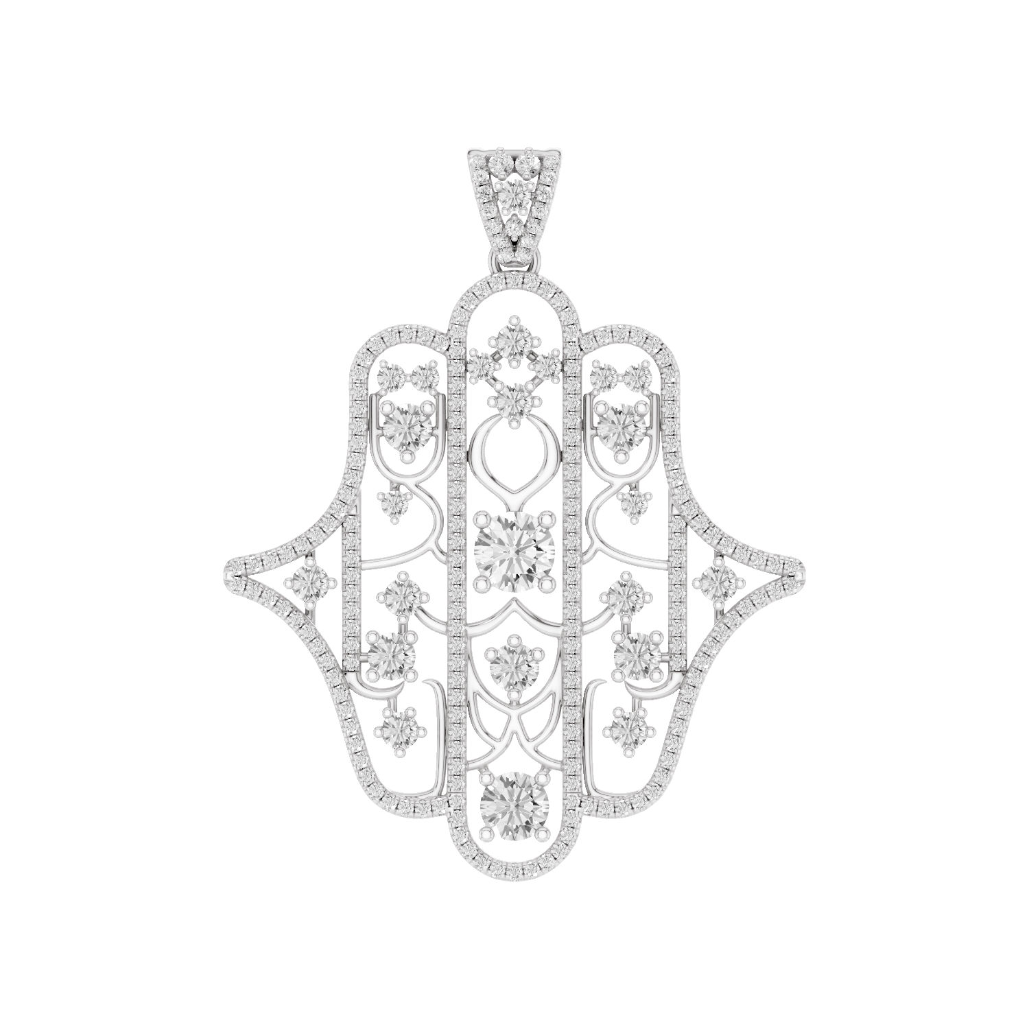 Amuletto, Hamsa Hand Pendant, White Gold