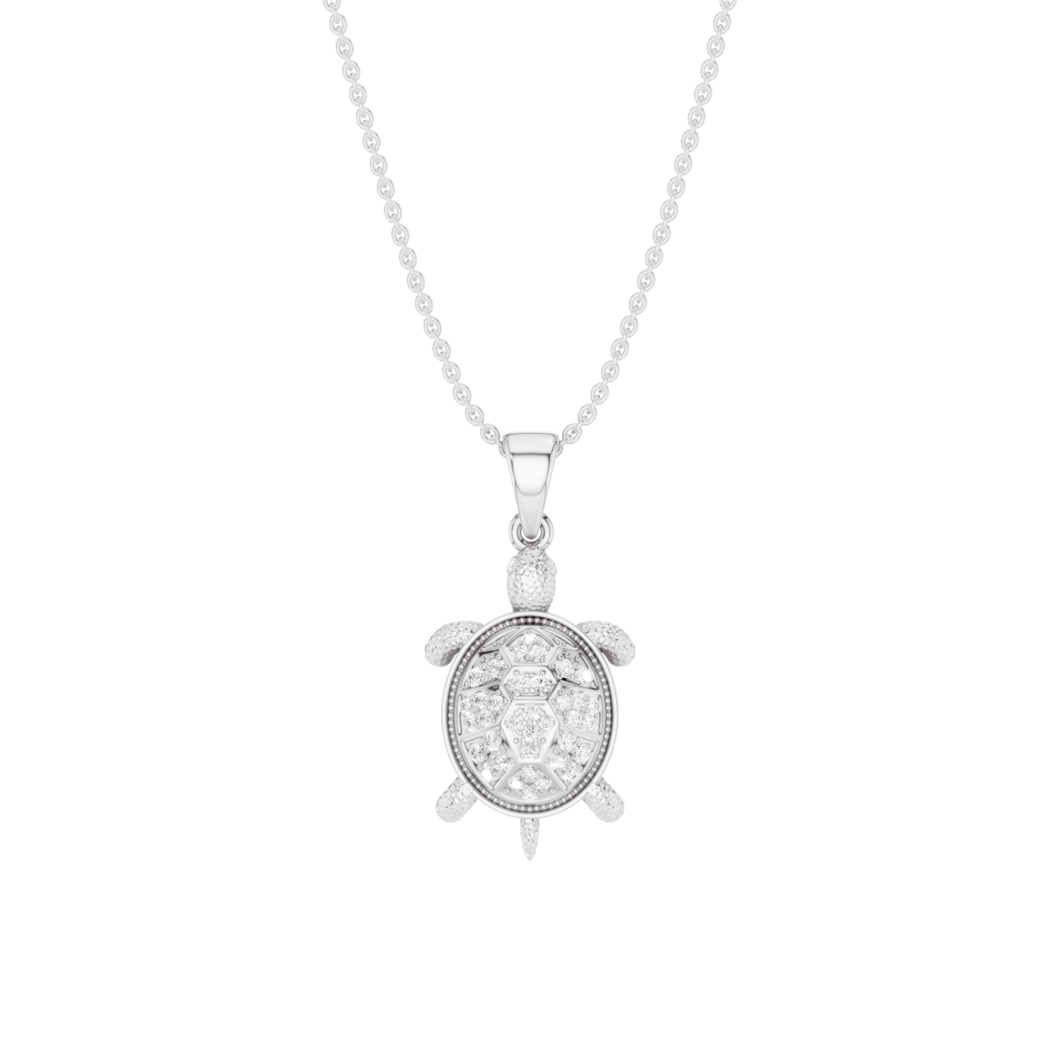 Sea Trot, Turtle Pendant, White Gold