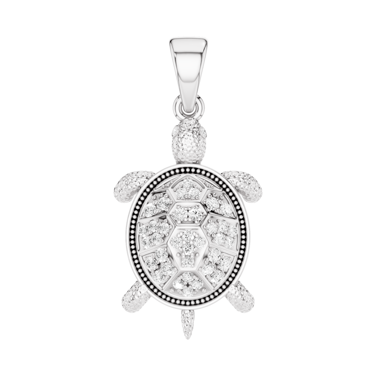 Sea Trot, Turtle Pendant, White Gold