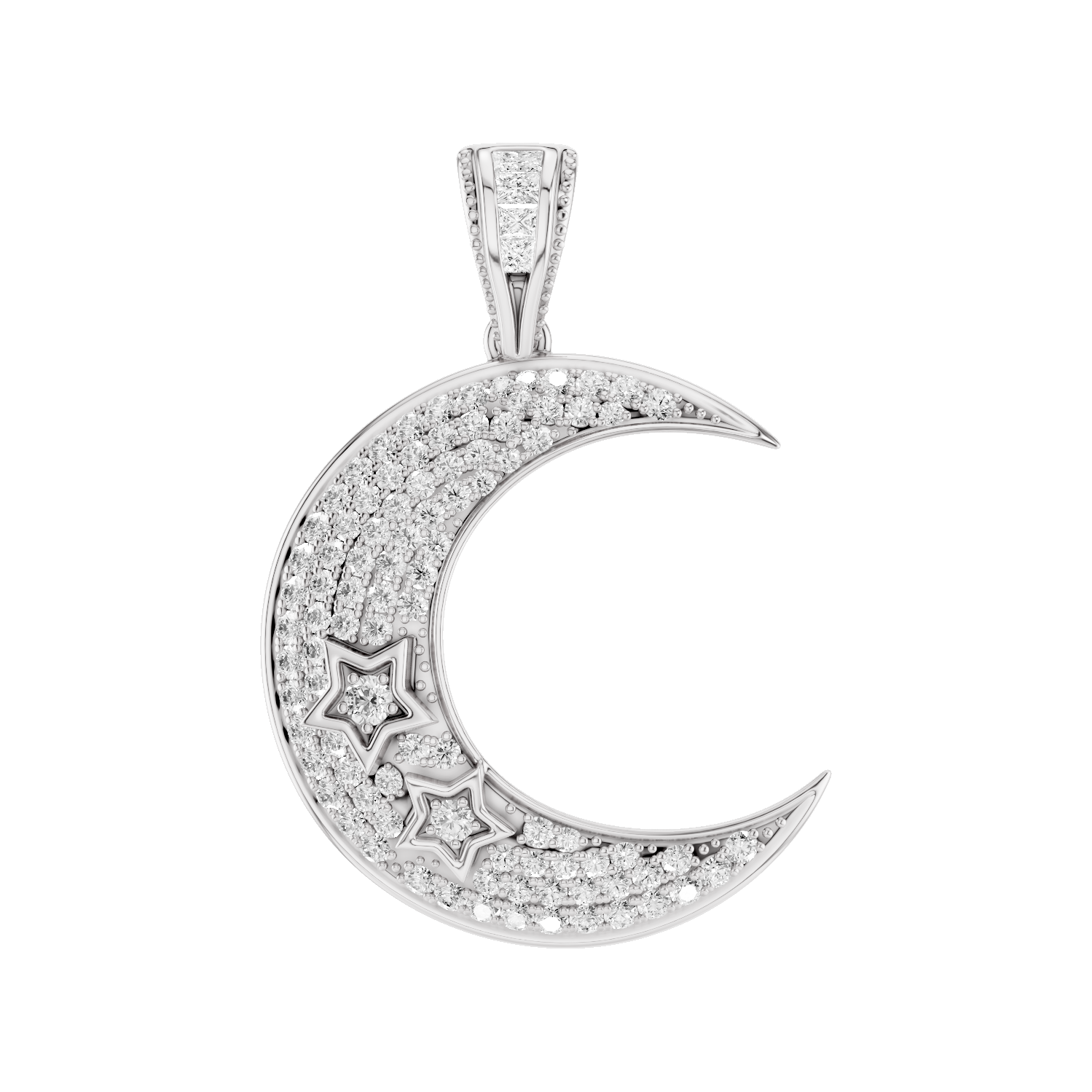 Luna, Moon Pendant, white Gold