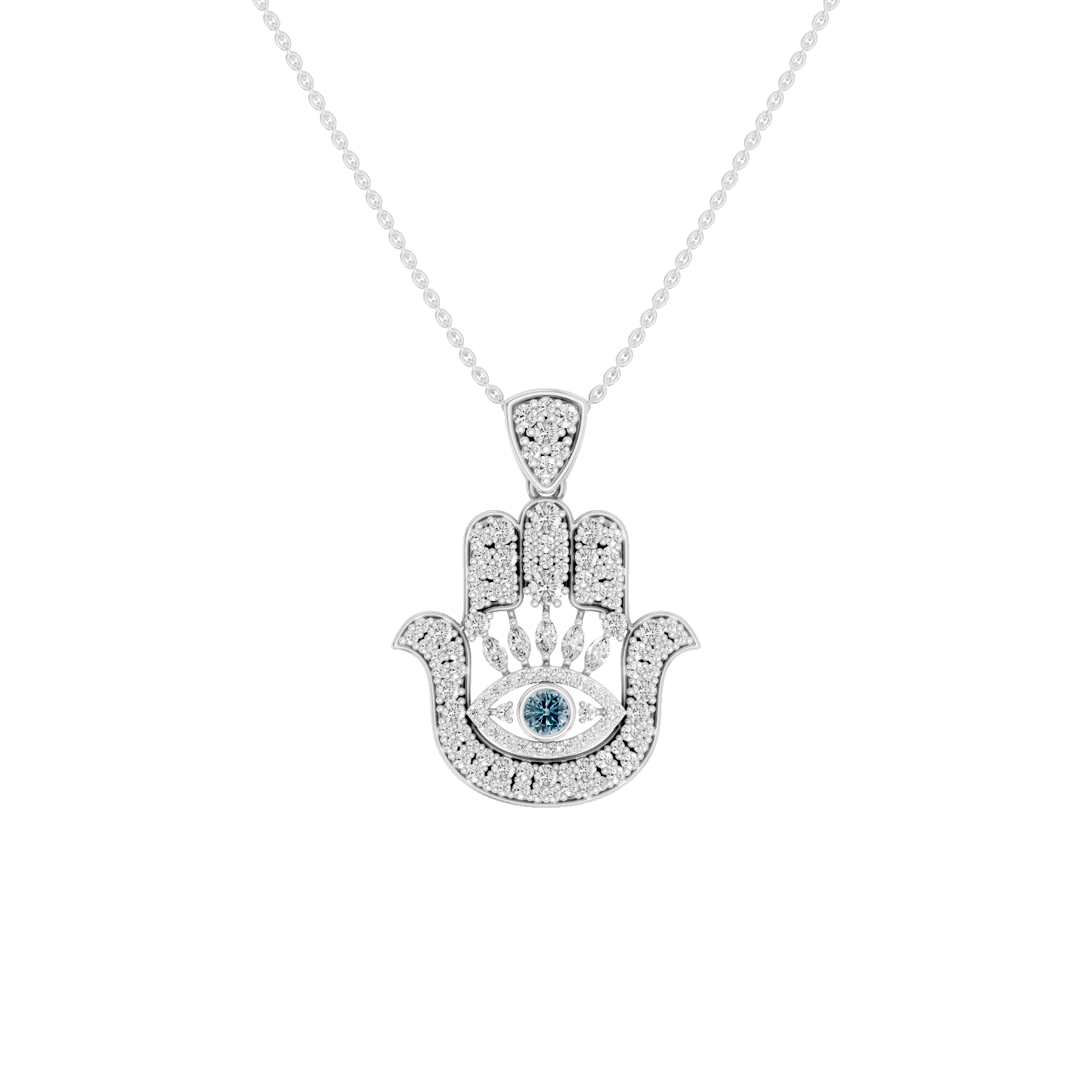 Hanzel, Hamsa Hand Pendant, White Gold