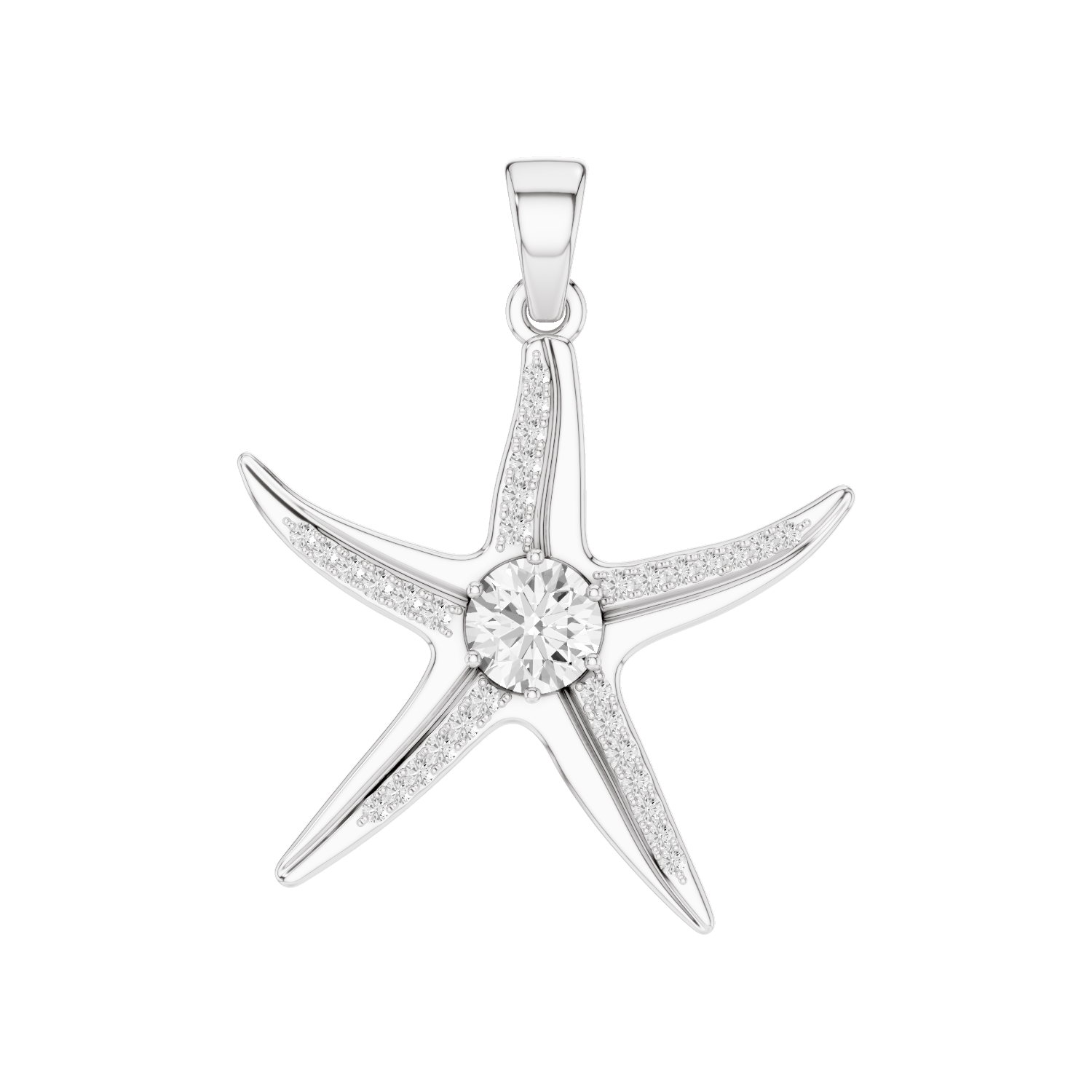 Seastar, Starfish Pendant, White Gold