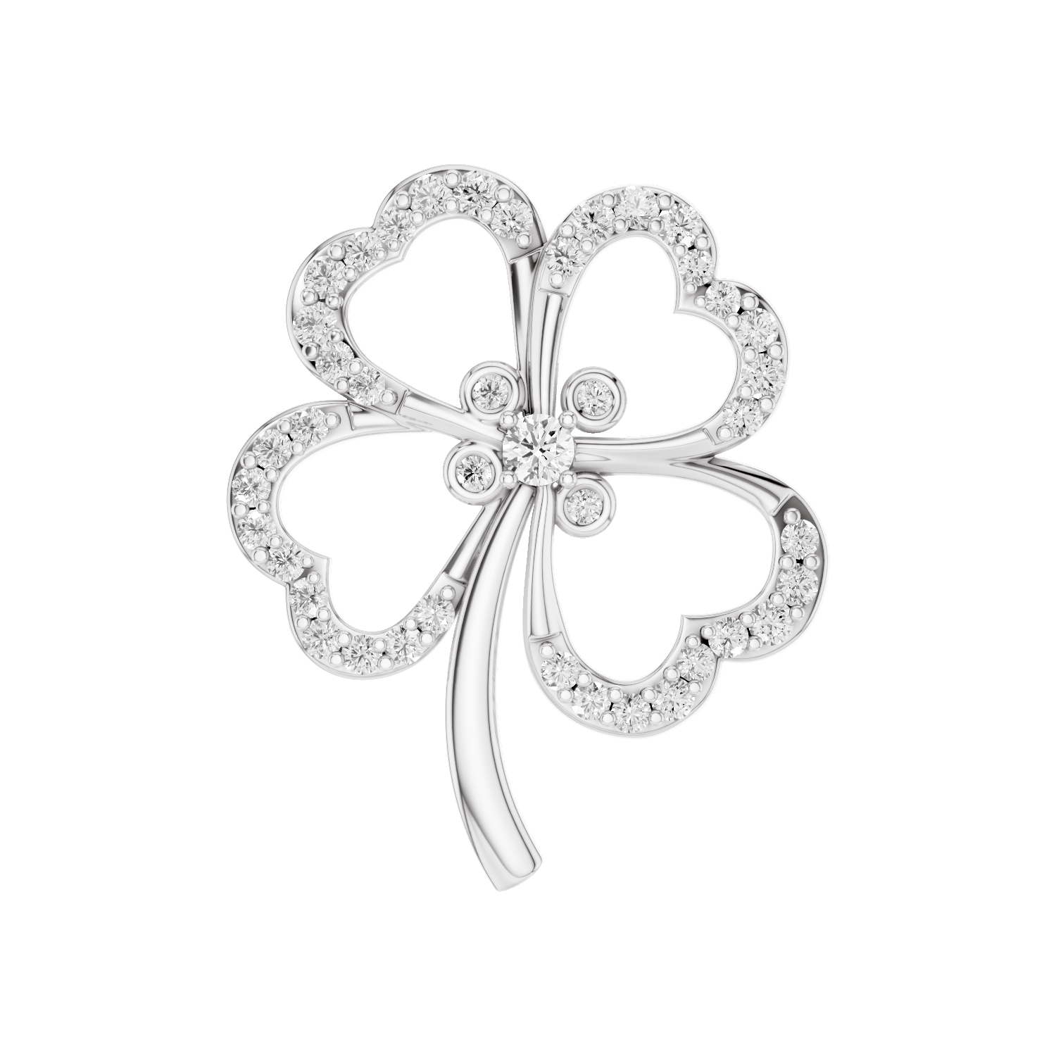 Felicia, Clover Leaf Pendant, White Gold