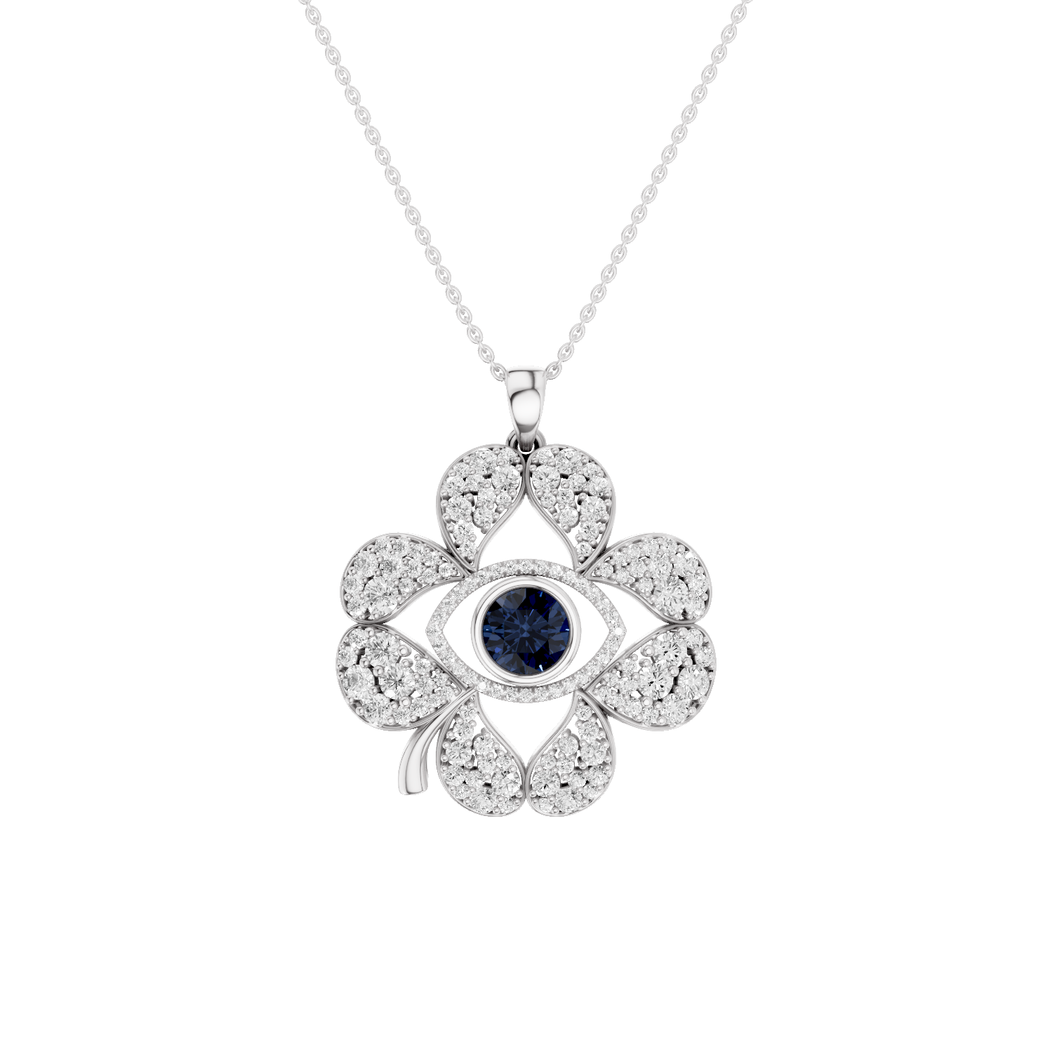 Plucky, Evil Eye Pendant, White Gold