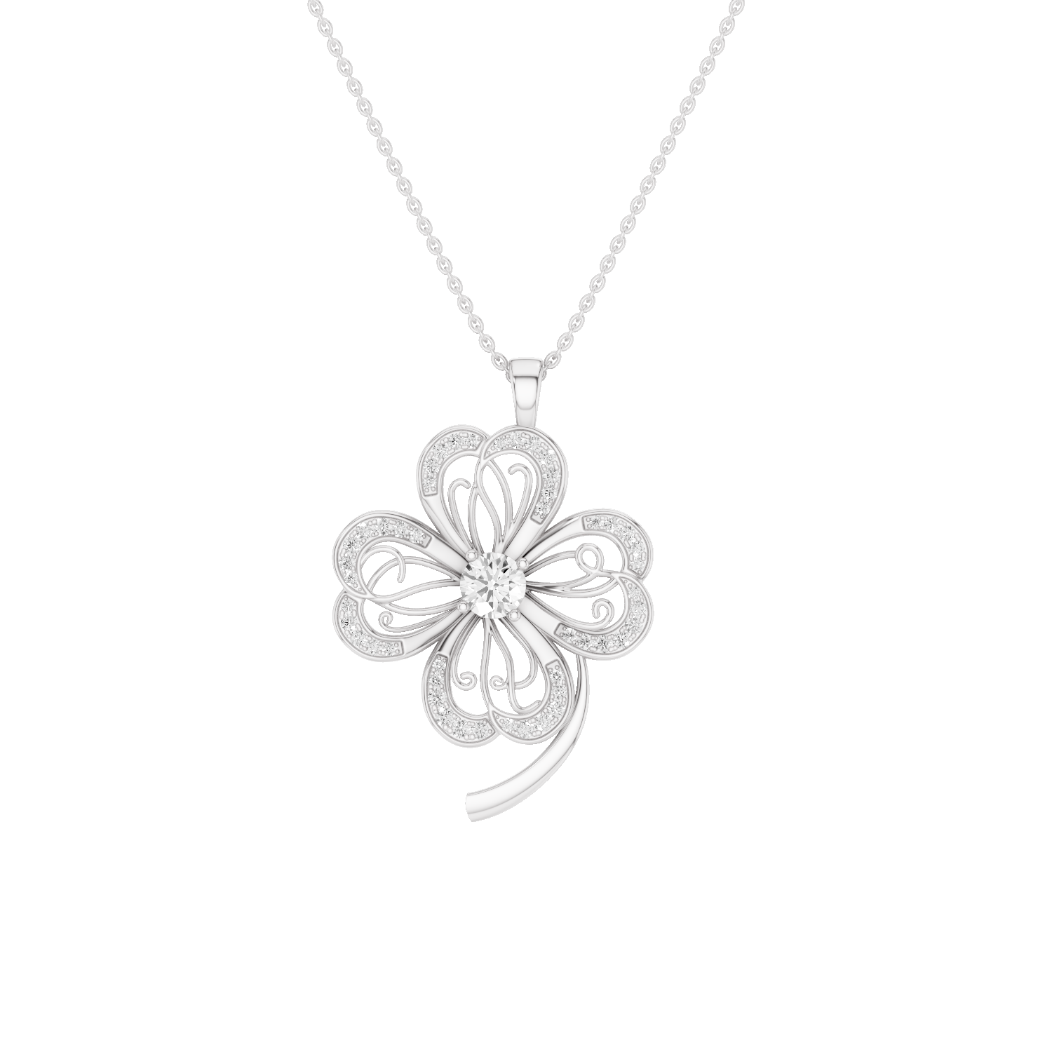 Faery, Clover Leaf Pendant, White Gold
