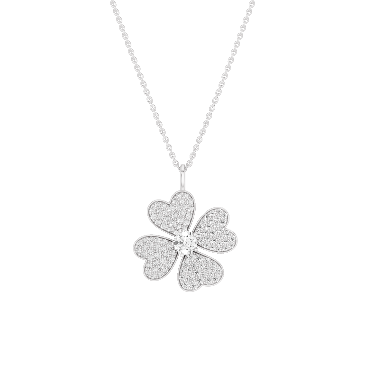 Lustre, Clover Leaf Pendant, White Gold
